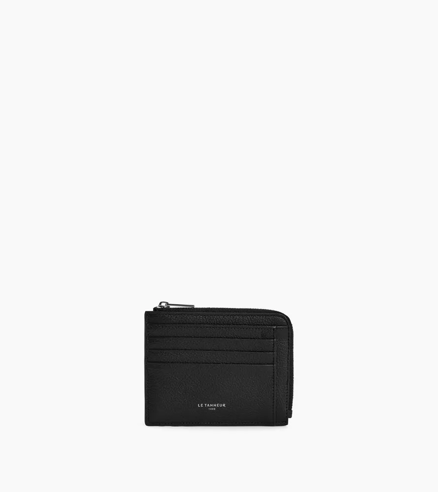 Le Tanneur Emile porte-cartes cuir grainé zip noir