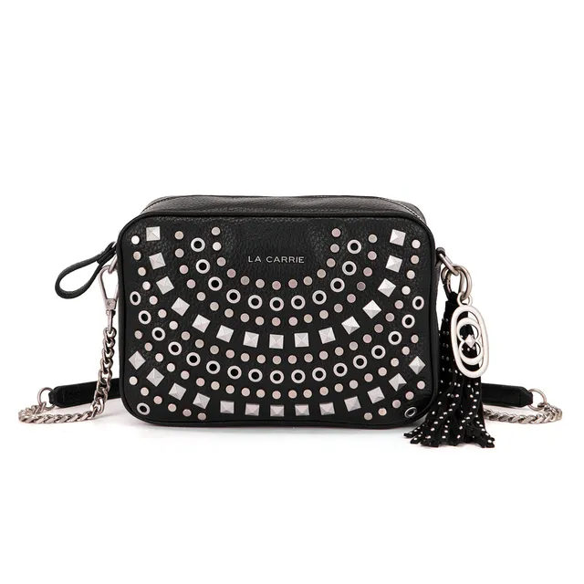 La Carrie Solid sac à main noir clouté chaîne