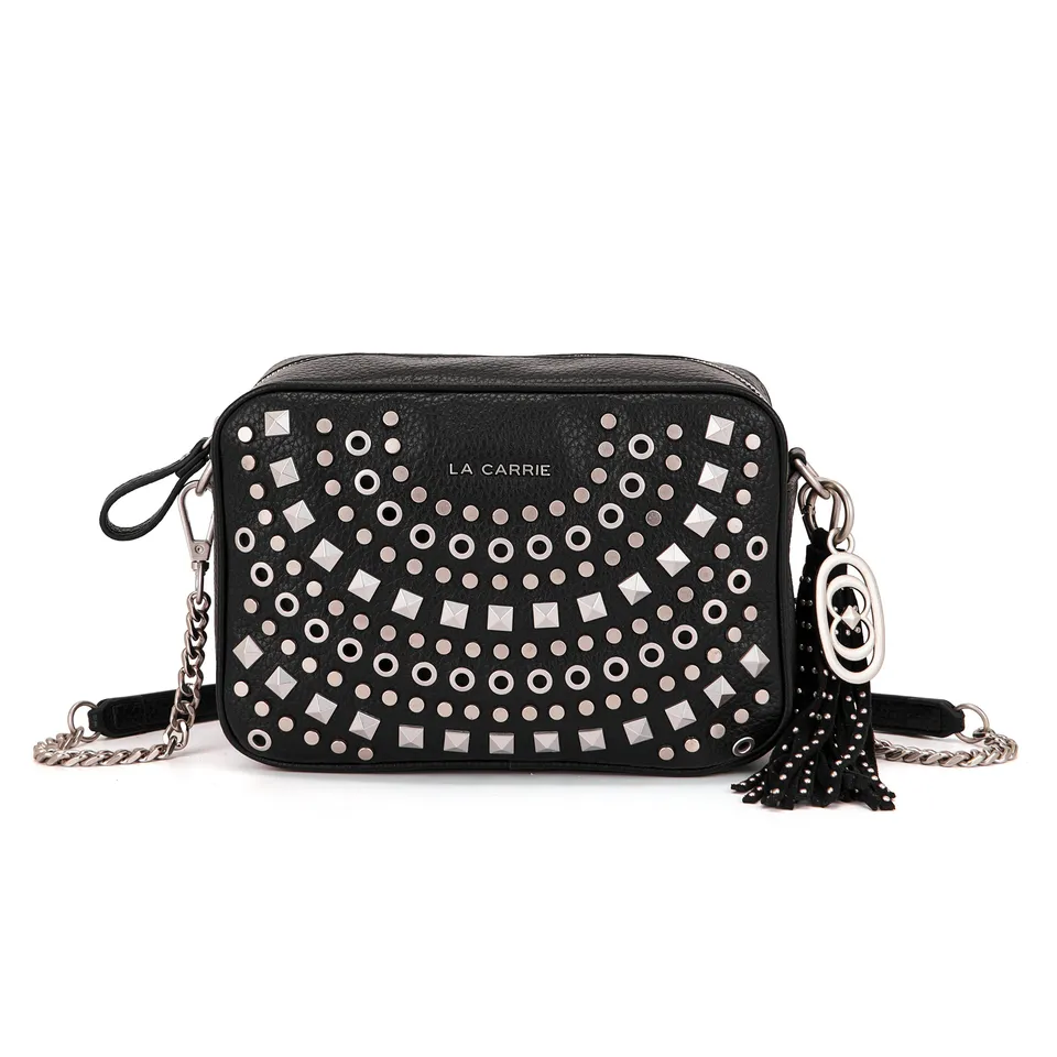La Carrie Solid sac à main noir clouté chaîne