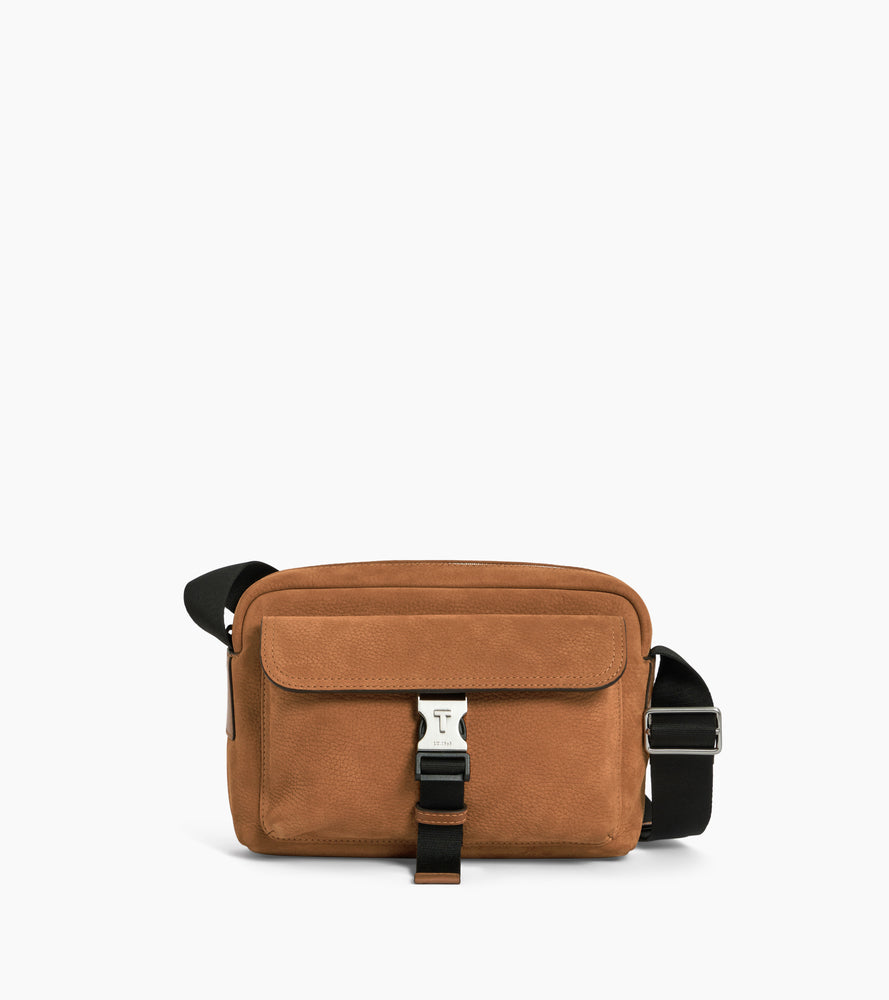 Le Tanneur Maurice petit sac nubuck bandoulière fermoir T