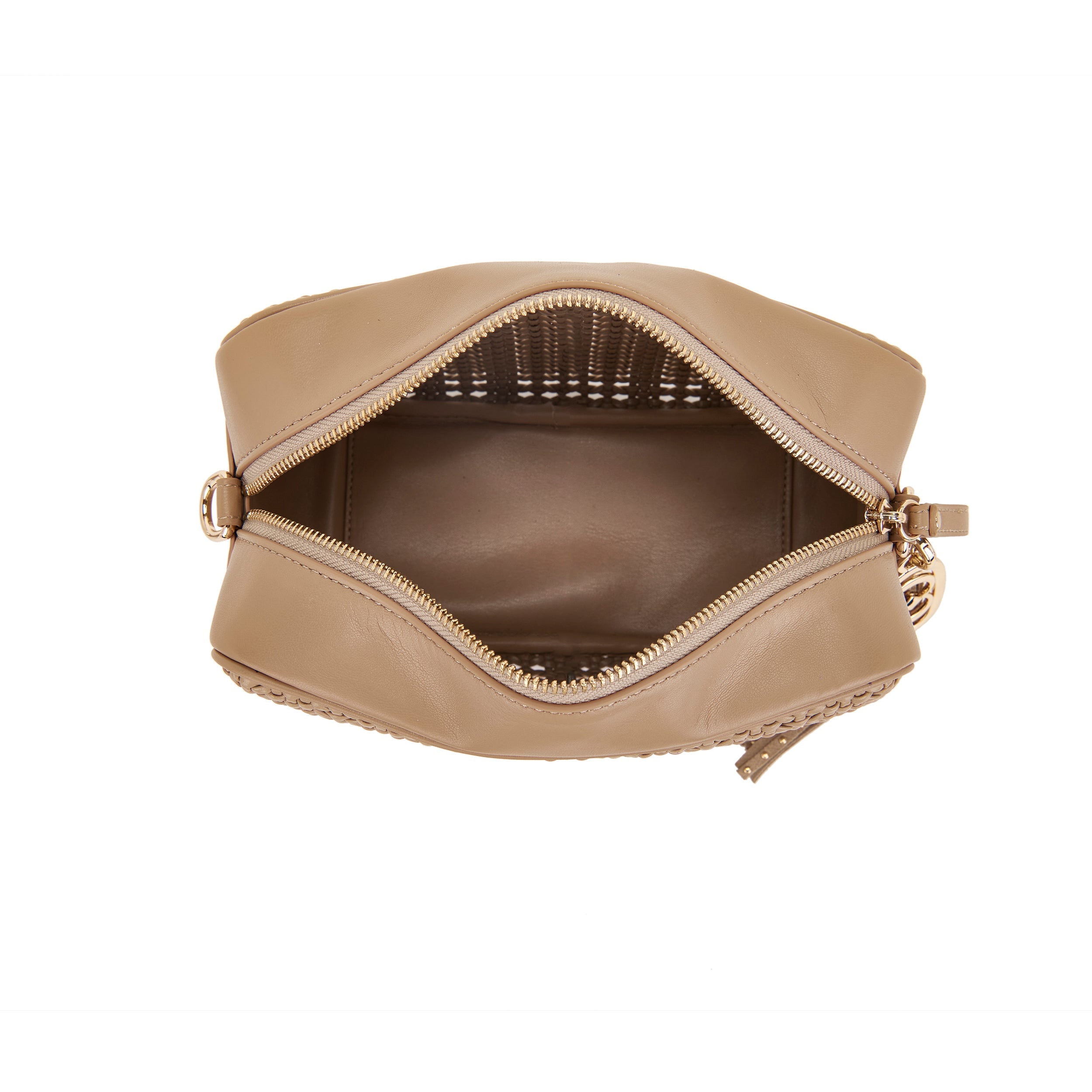 La Carrie Woven sac bandoulière BEIGE tressé verni