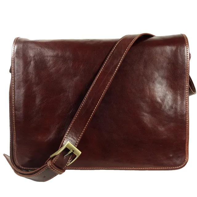 Collection Esprit Cuir FIRENZE sac bandoulière cuir marron A4