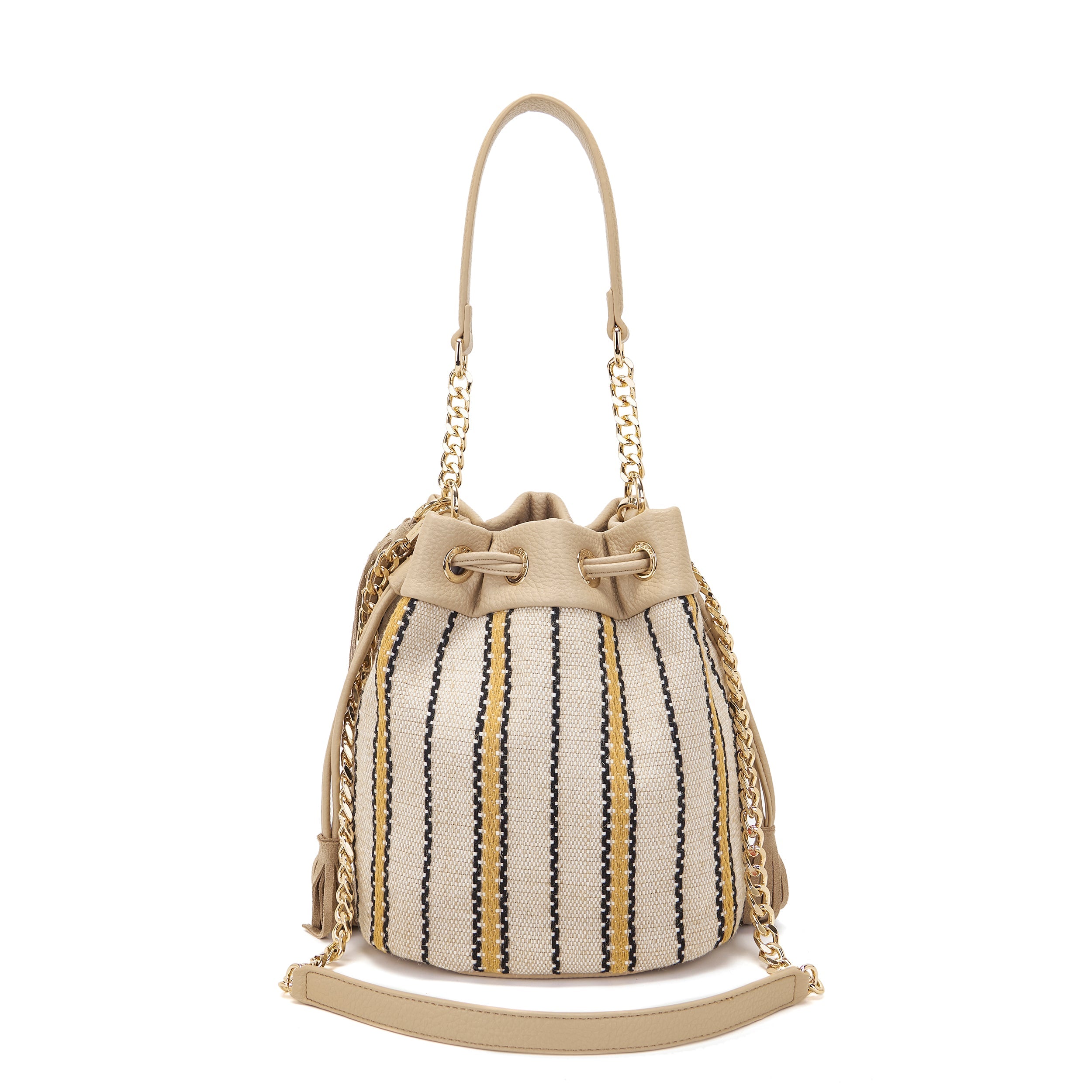 La Carrie Bag Bicolor sac seau jaune 24x17x26cm