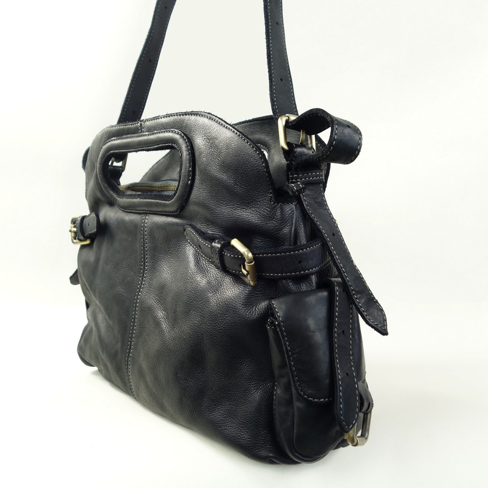 Collection Esprit Cuir Sac épaule Tina cuir noir vintage