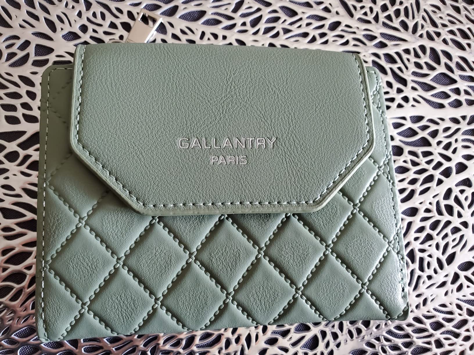 Gallantry Accessoires portefeuille matelassé vert d'eau 12 cm