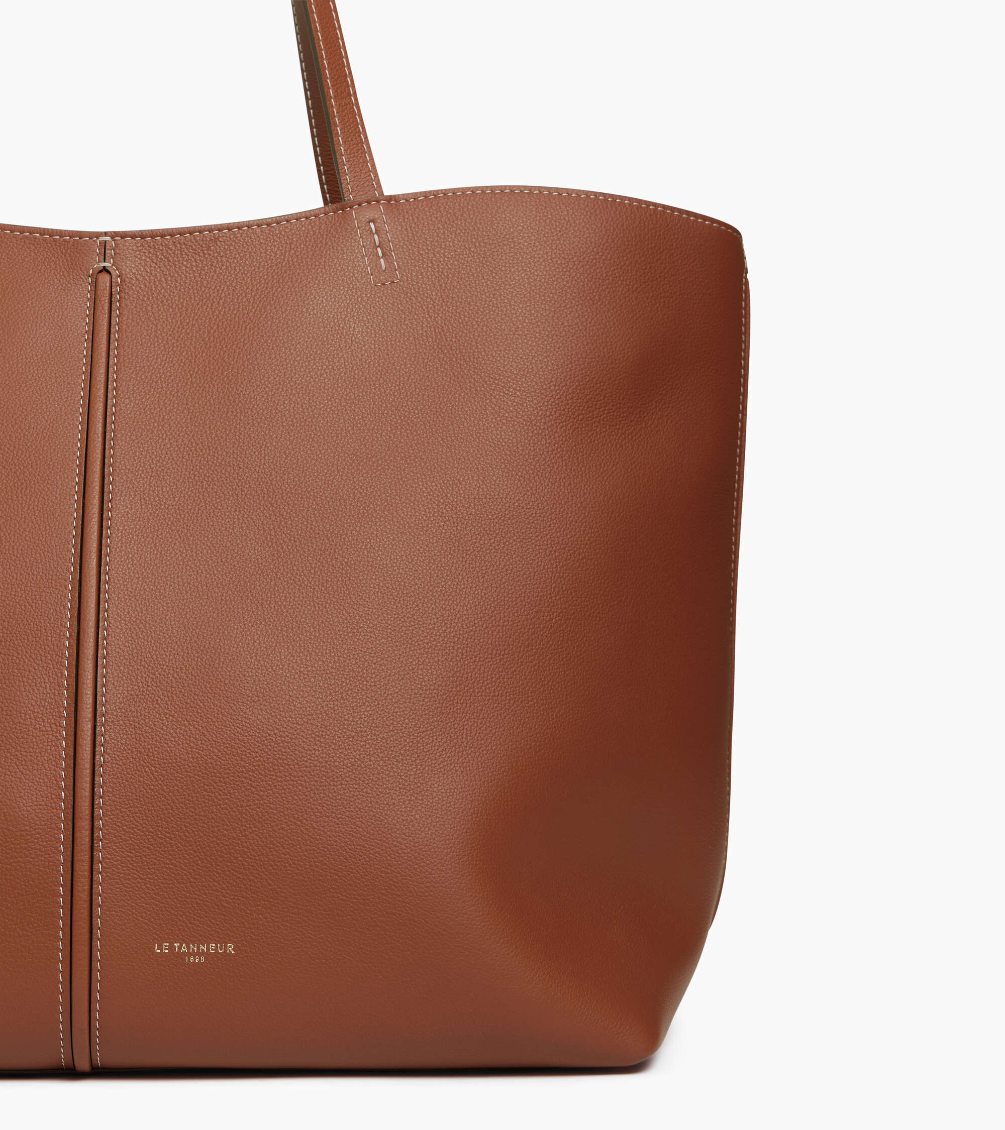 Le Tanneur Hortense sac cabas grand cuir grainé marron