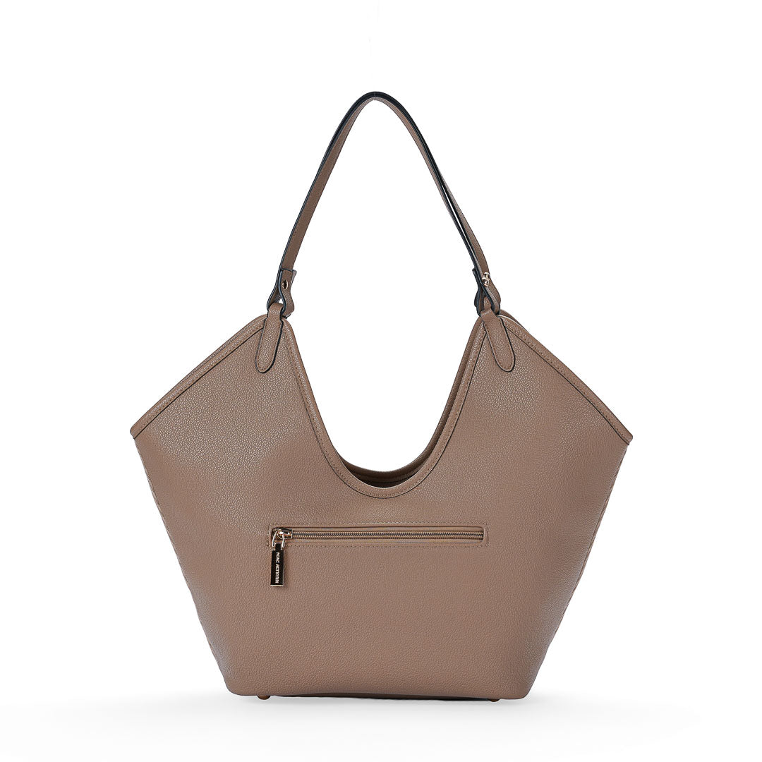 Mac Alyster Glysia sac cabas Taupe hobo strié 46 cm