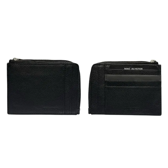 Mac Alyster Dandy porte cartes 8CC Noir zip 0,5 cm