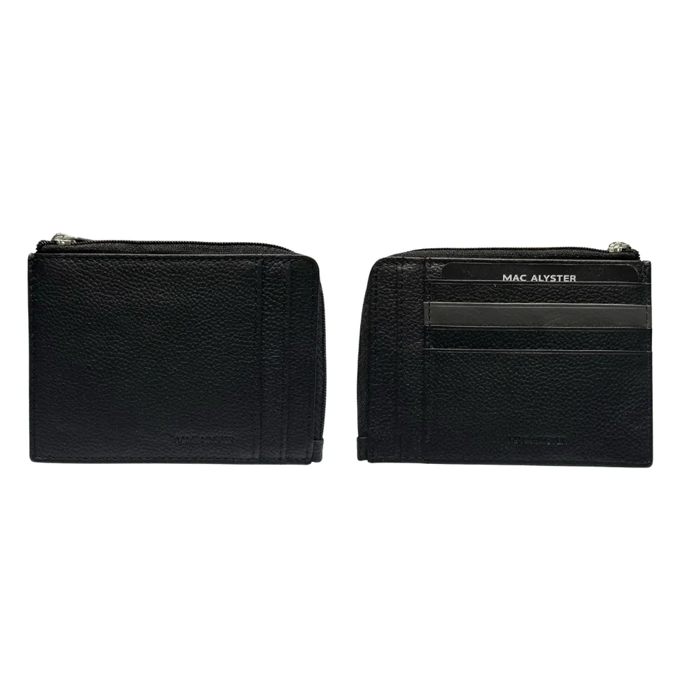 Mac Alyster Dandy porte cartes 8CC Noir zip 0,5 cm