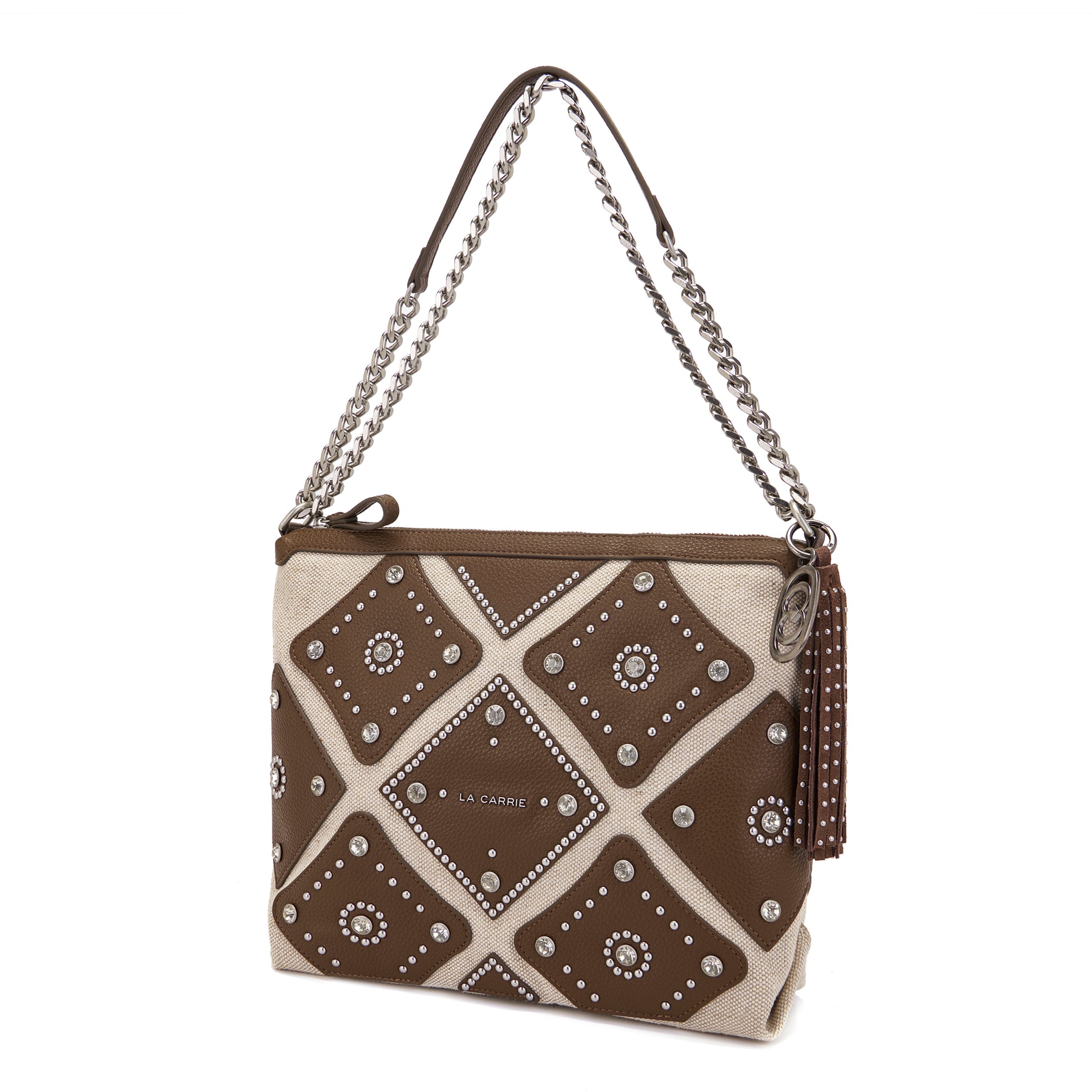 La Carrie Butterfly sac bandoulière marron PU-canvas 31x10x22cm