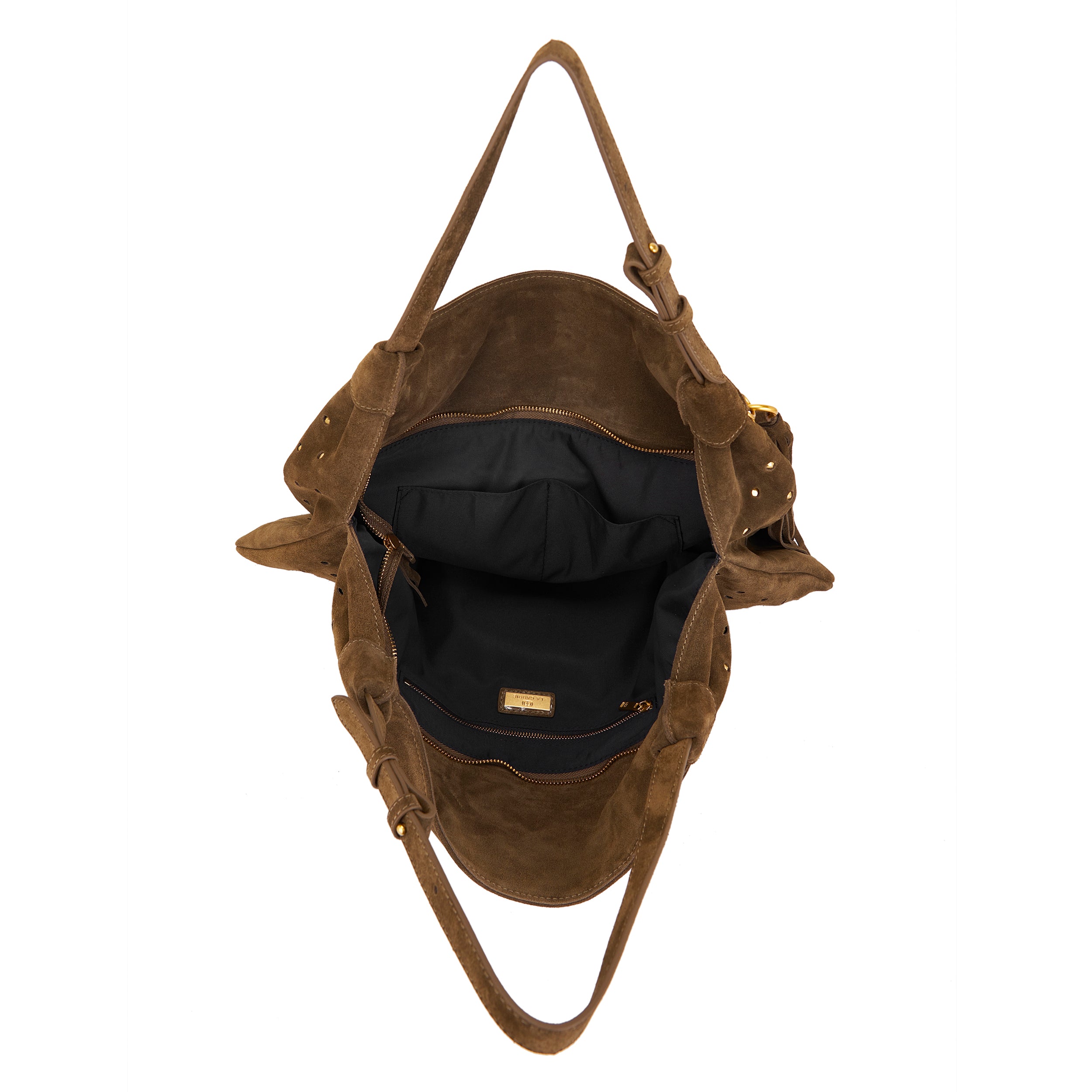 La Carrie Metropolis sac shopping vert suède clouté