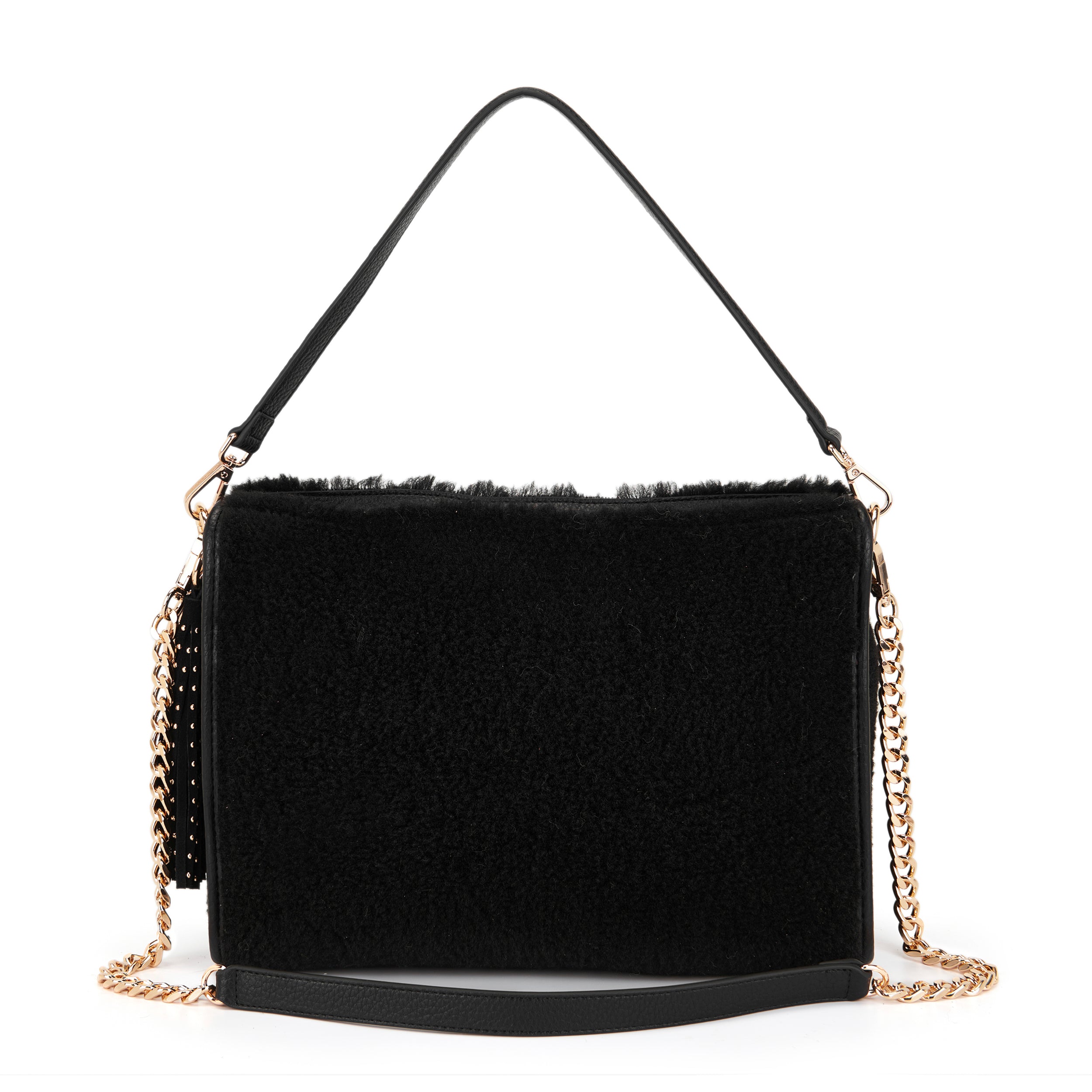 La Carrie Teddy sac bandoulière noir 34 cm fourrure