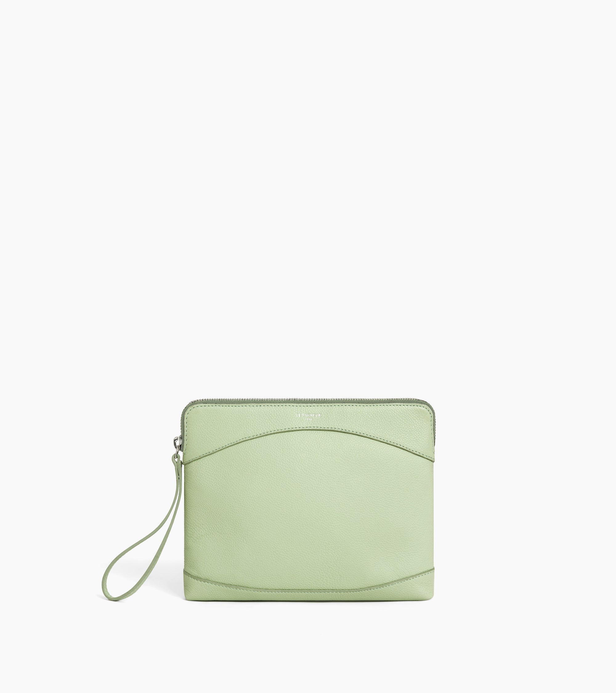 Le Tanneur pochette zippée cuir grainé dragonne