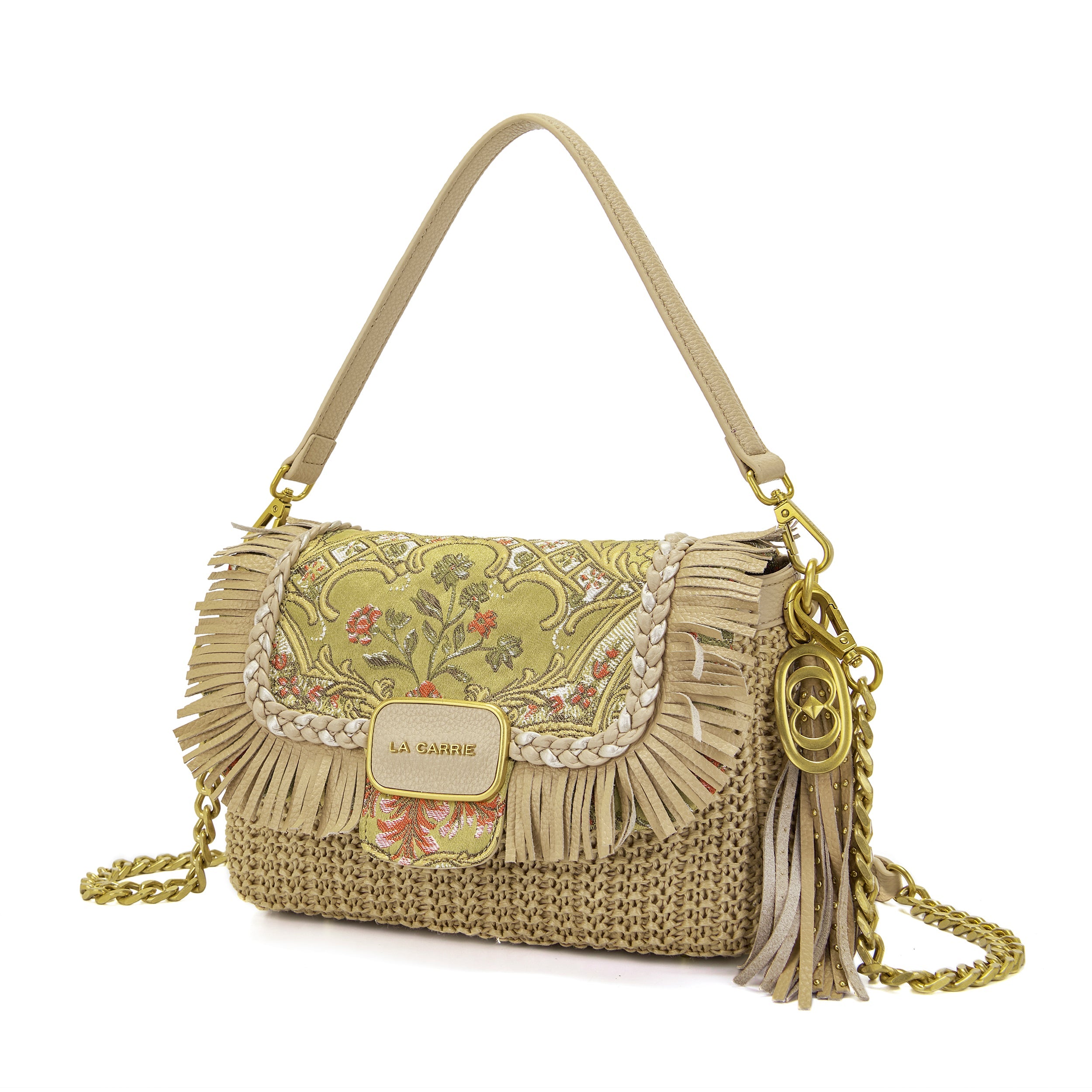 La Carrie Bag Arabesque sac bandouliere raphia noir 32x12x21