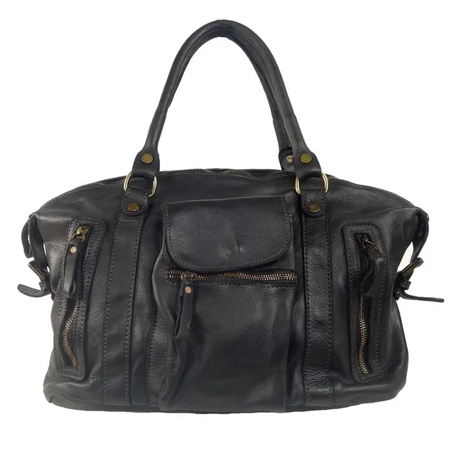Collection Esprit Cuir Grand sac à main Elsa grand sac cuir noir
