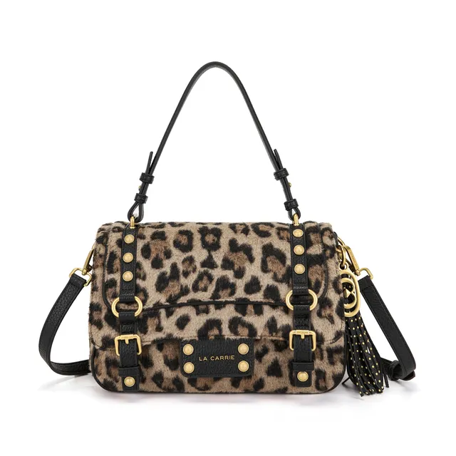 La Carrie Bag Atena sac shopping animalier noir 30x16x18