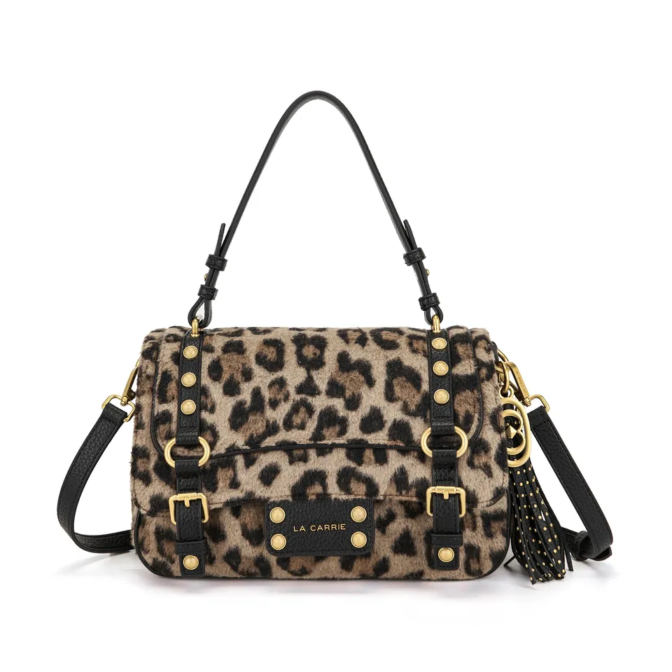 La Carrie Bag Atena sac shopping animalier noir 30x16x18