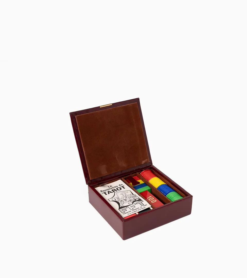 Le Tanneur Vintage coffret cartes cuir bordeaux petit