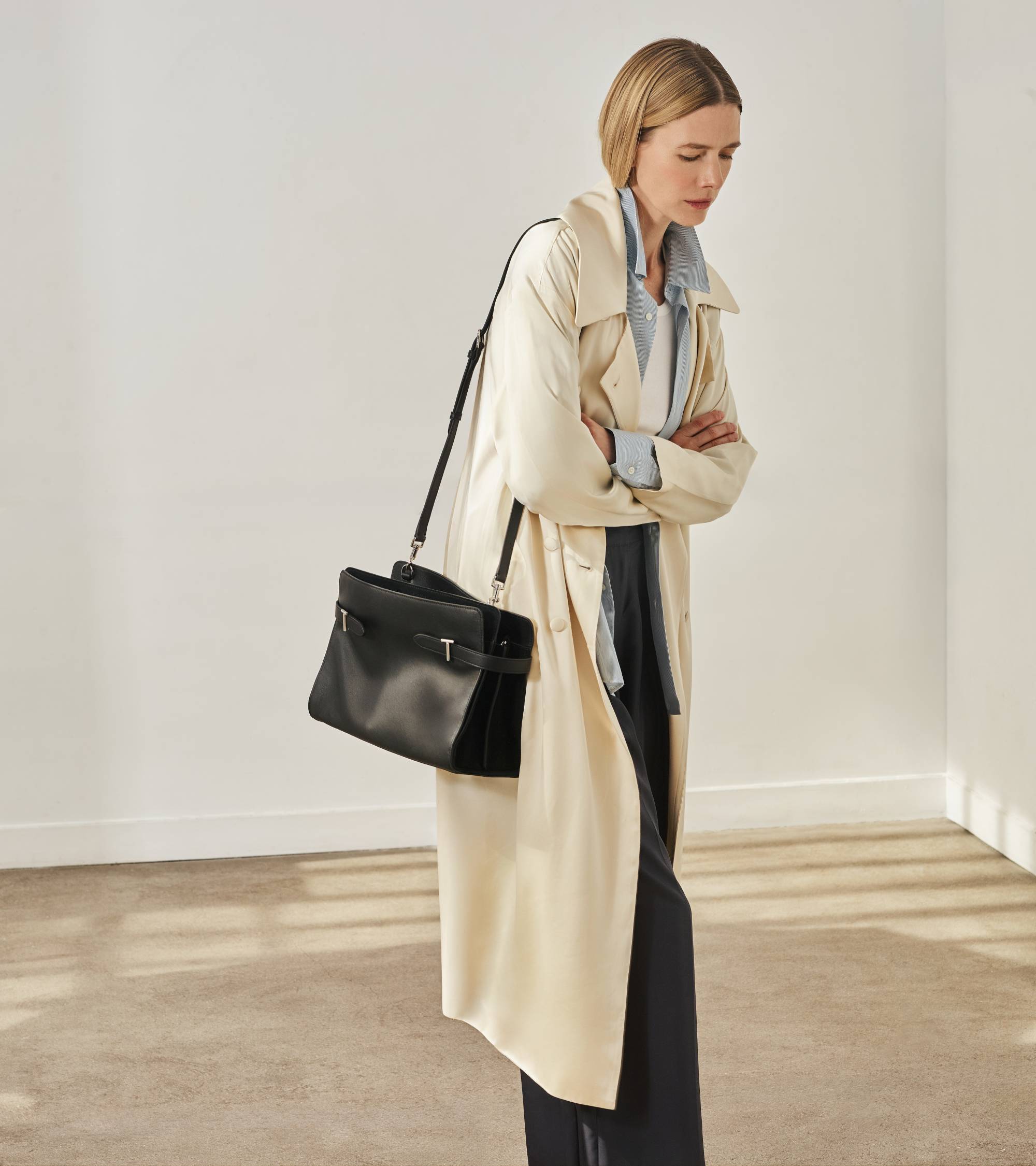 Le Tanneur Emie sac épaule cuir noir grand modèle