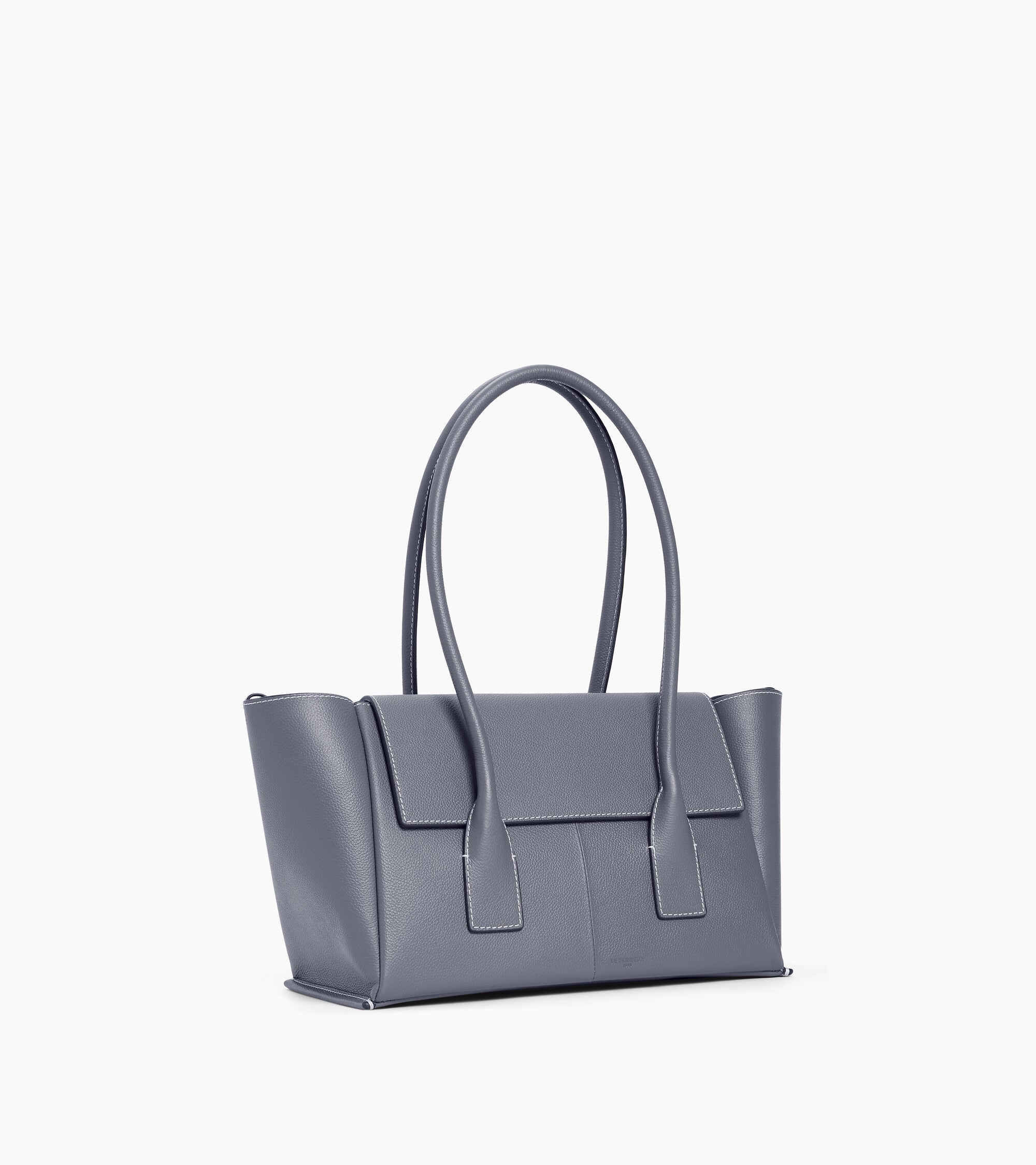Le Tanneur Elena sac cabas cuir grainé moyen bleu acier
