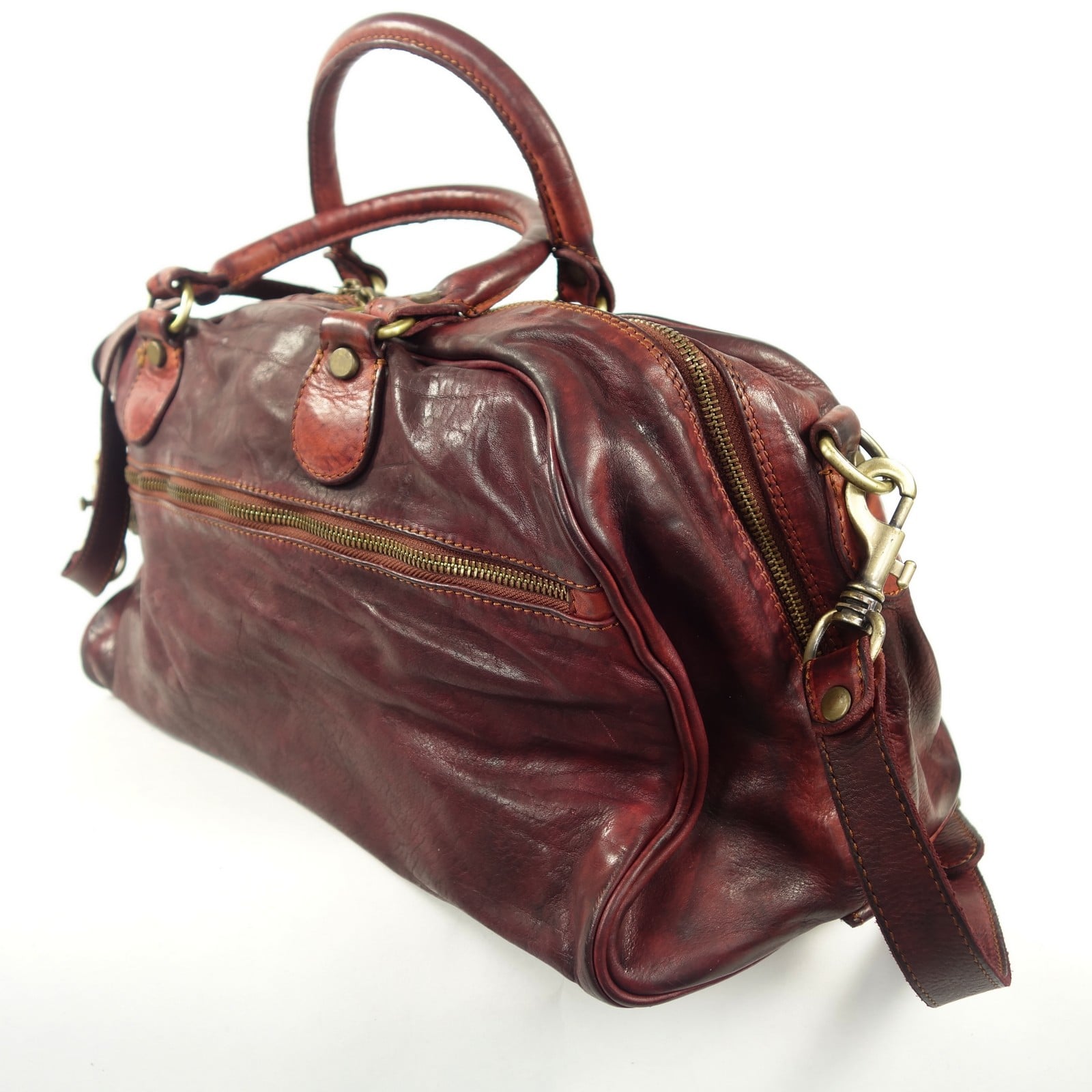 Collection Esprit Cuir Fabio sac week-end cuir bordeaux femme