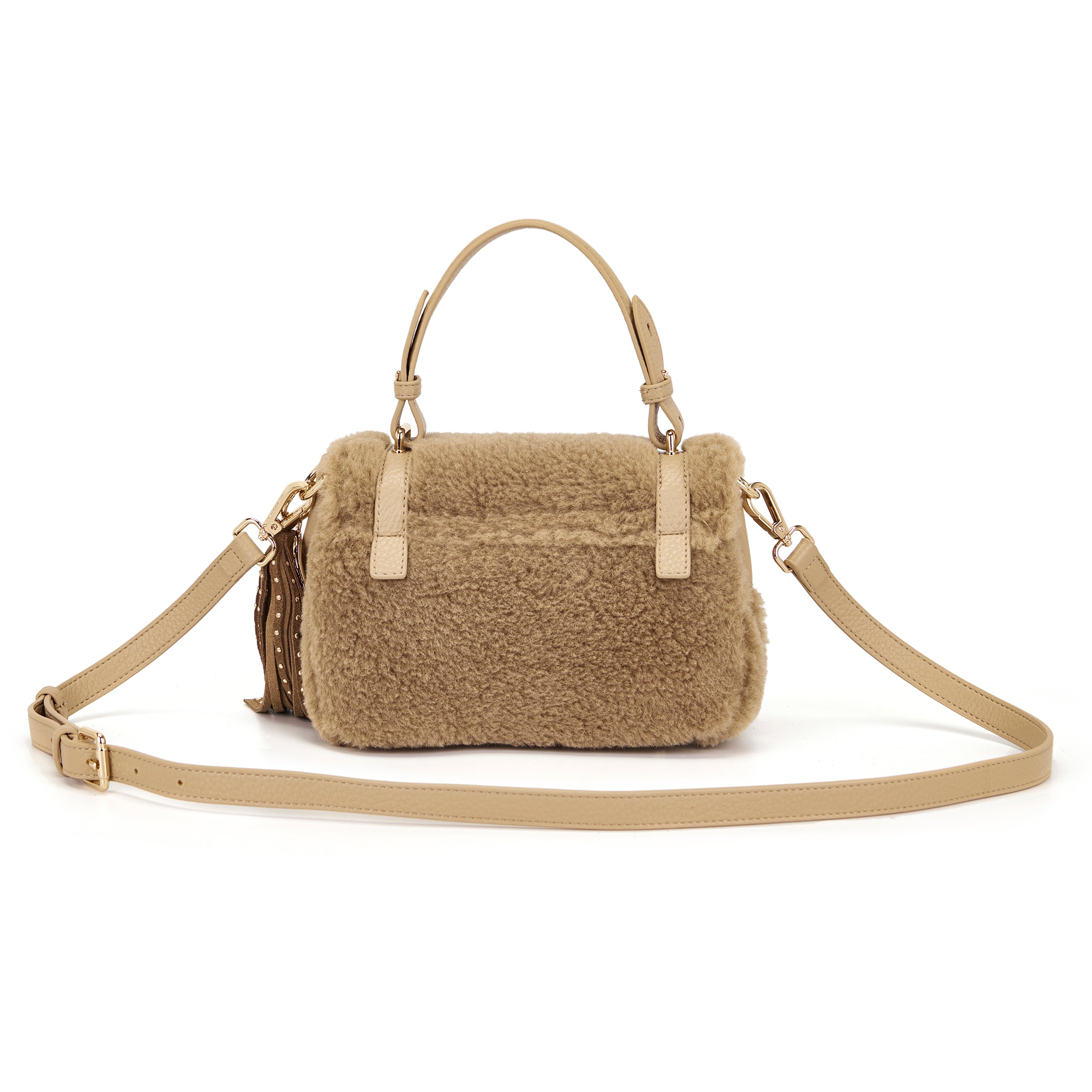 La Carrie Atena Teddy cabas taupe 22 cm fourrure