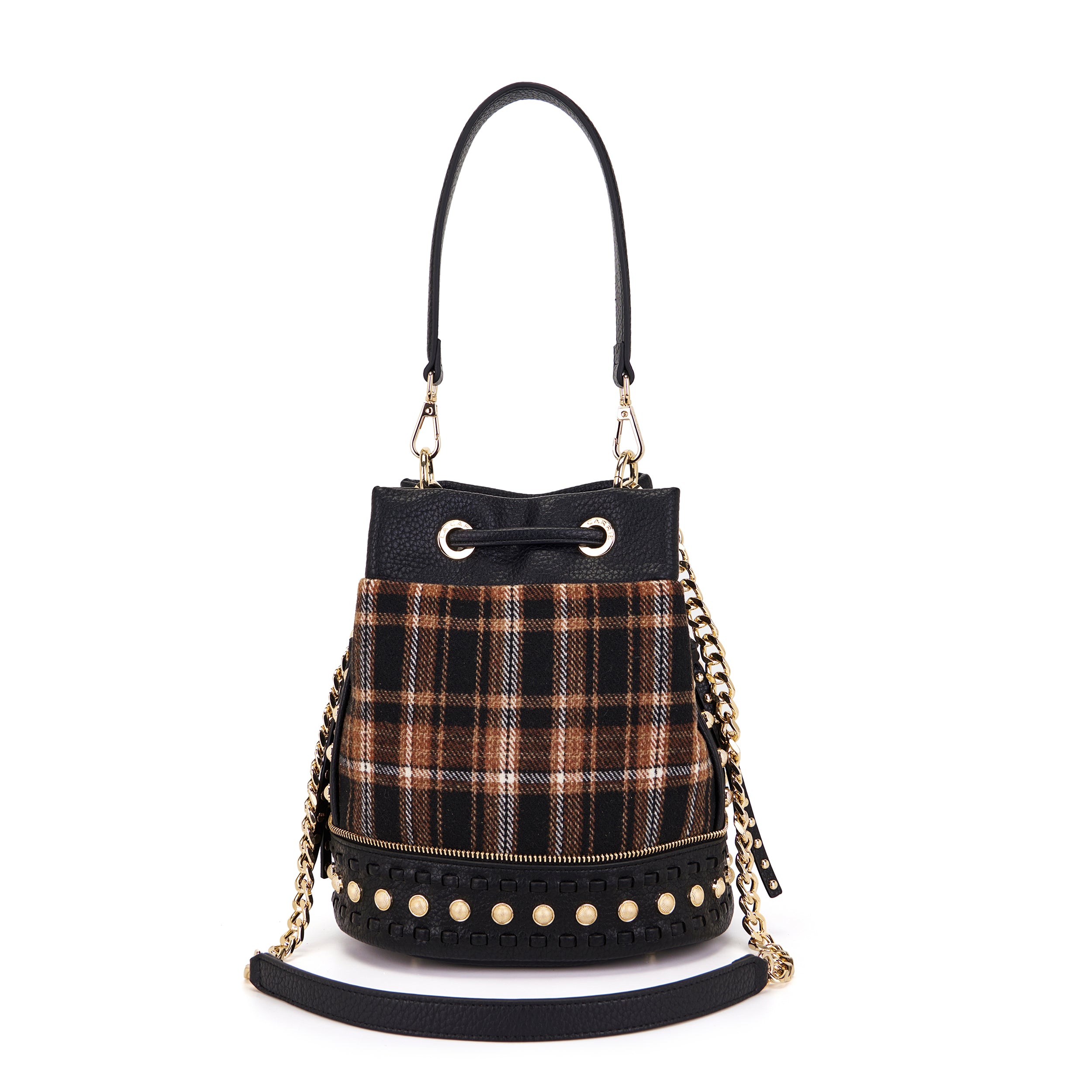 La Carrie Scottish sac seau marron 26 cm tartan