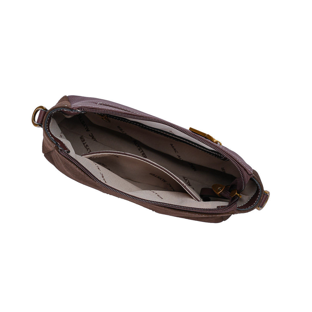 MAC ALYSTER GIULIA sac trotteur cuir Daim Chocolat
