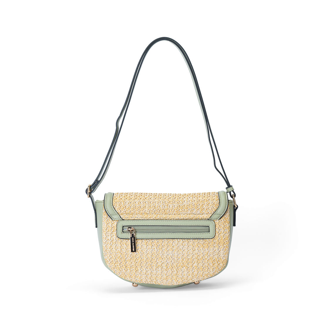 Mac Alyster Venise sac à rabat vert clair raphia