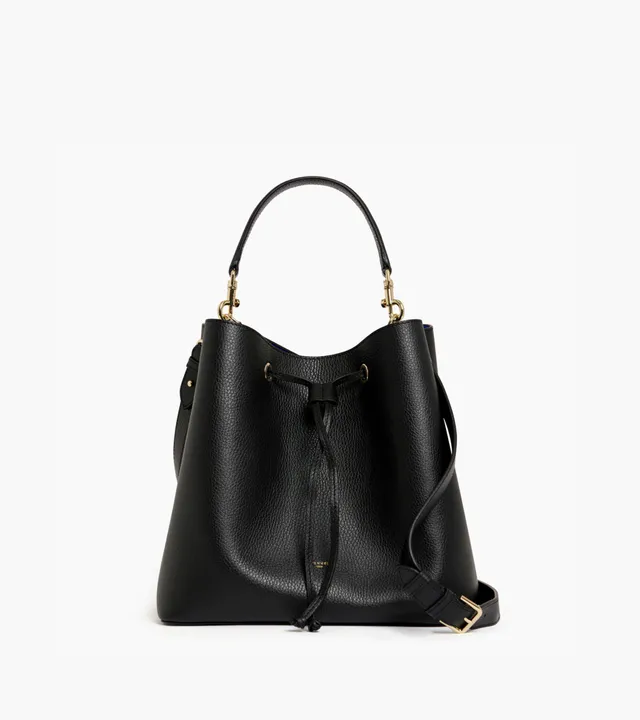 Le Tanneur Louise Grand Sac Seau Cuir Grainé Noir