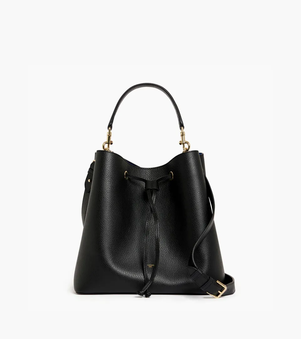 Le Tanneur Louise Grand Sac Seau Cuir Grainé Noir
