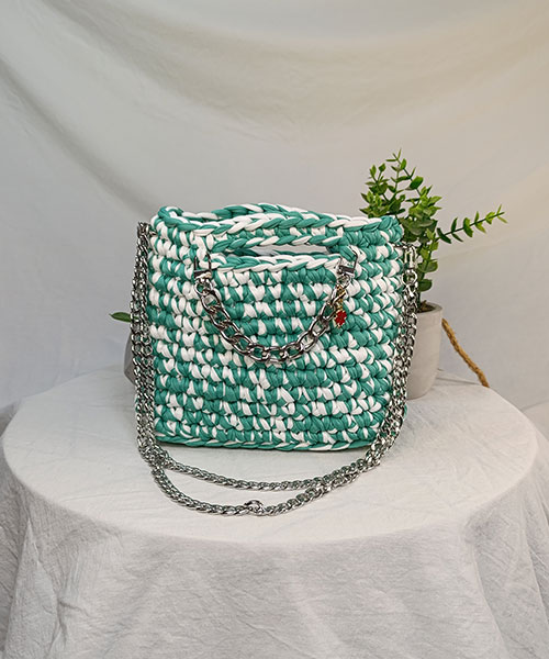 Takiri Harmony TK732 sac à main vert blanc coton recyclé