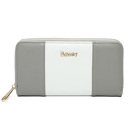 Gallantry Accessoires Portefeuille zippé bicolore Gris Blanc 20 cm