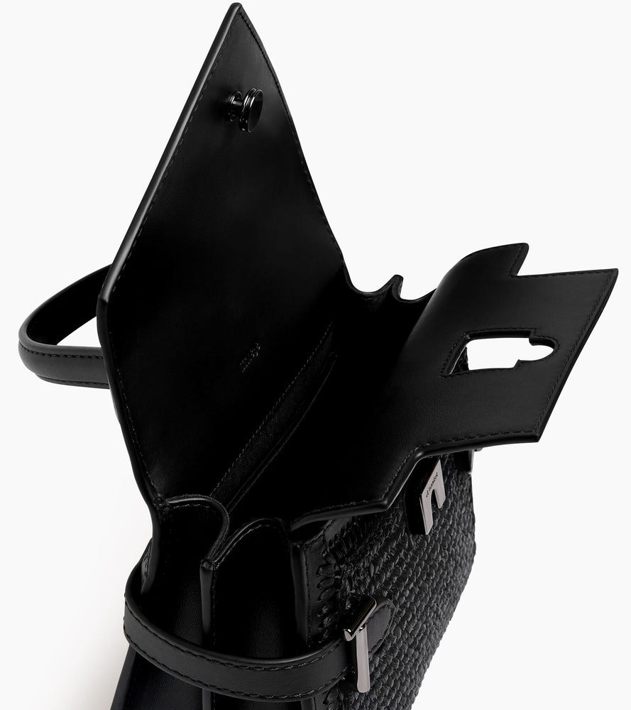Le Tanneur Emilie petit sac à main raphia cuir noir