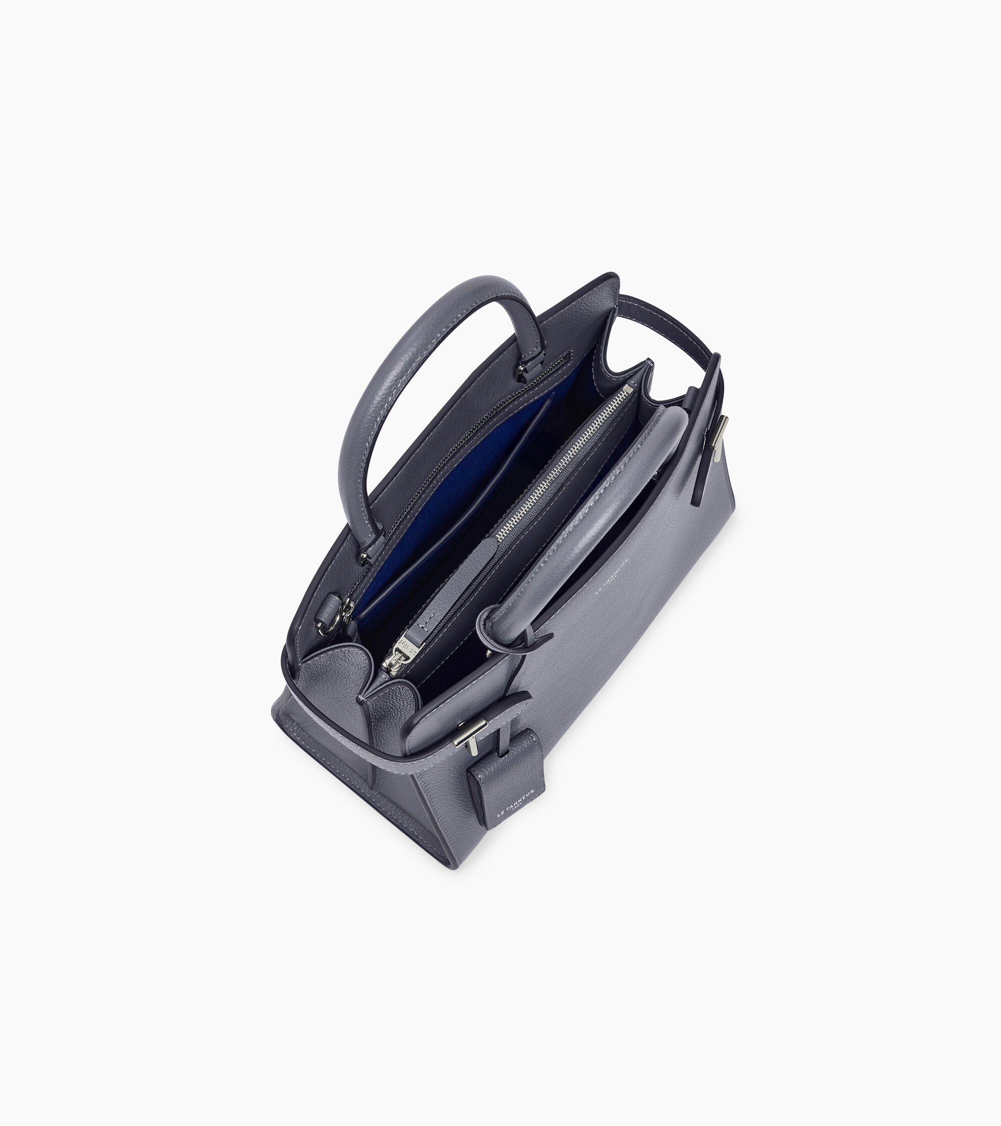 Le Tanneur Emilie sac cuir grainé bleu acier moyen 3 compartiments