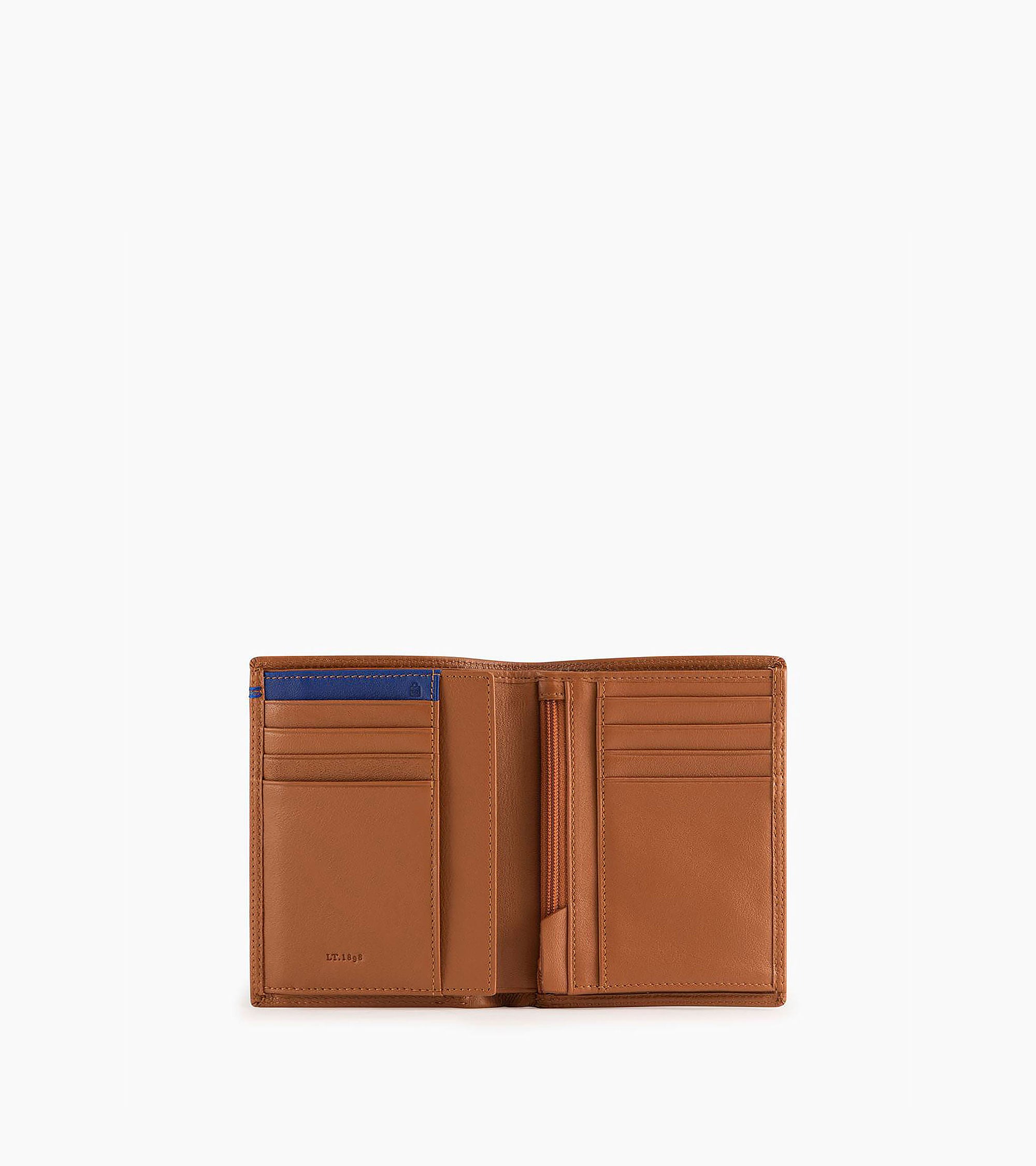 Le Tanneur Martin portefeuille vertical cuir lisse Brown Tan zippé