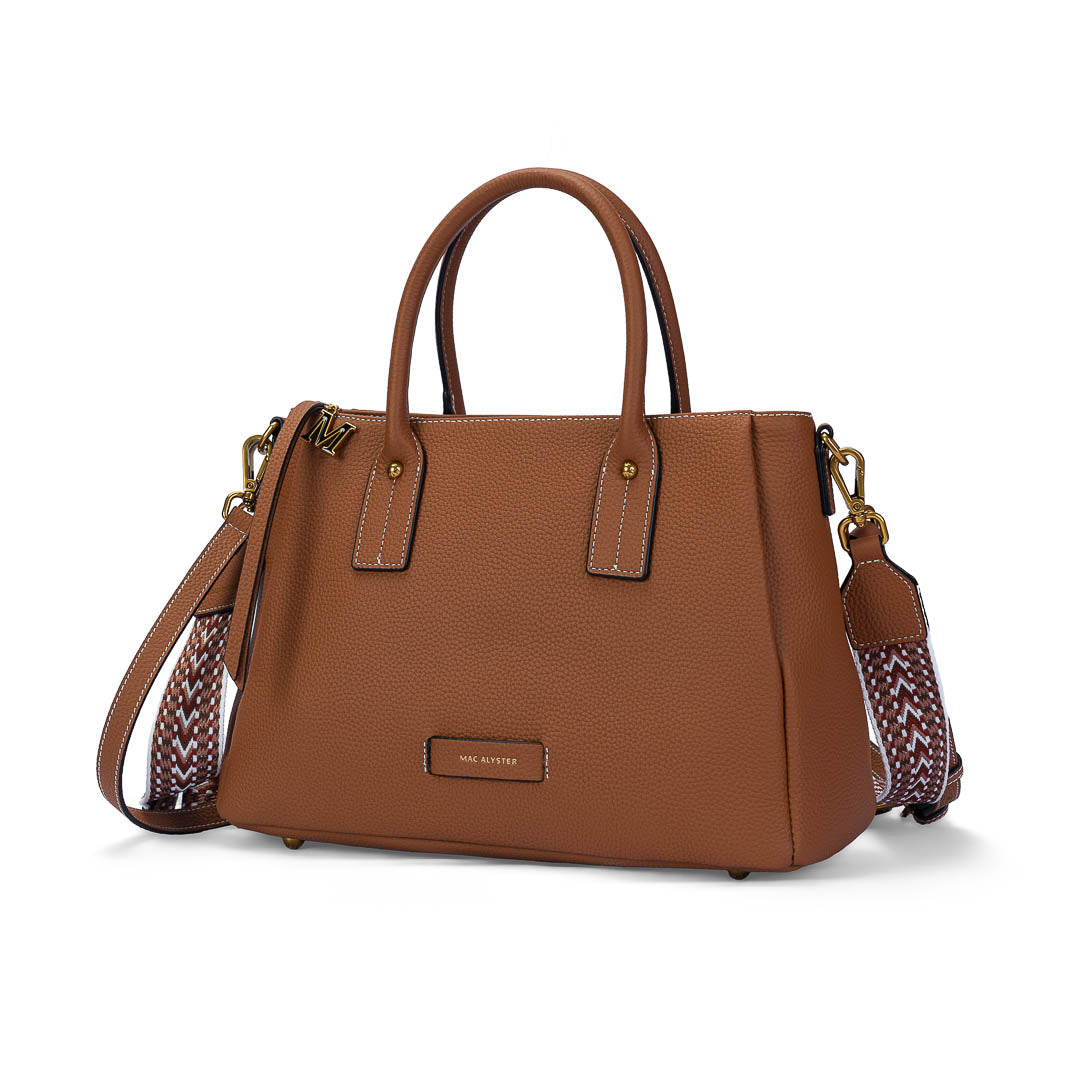 MAC ALYSTER Giulia sac à main Marron Cognac cuir vachette