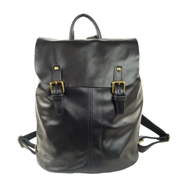 Collection Esprit Cuir SUMMER sac à dos cuir noir souple léger