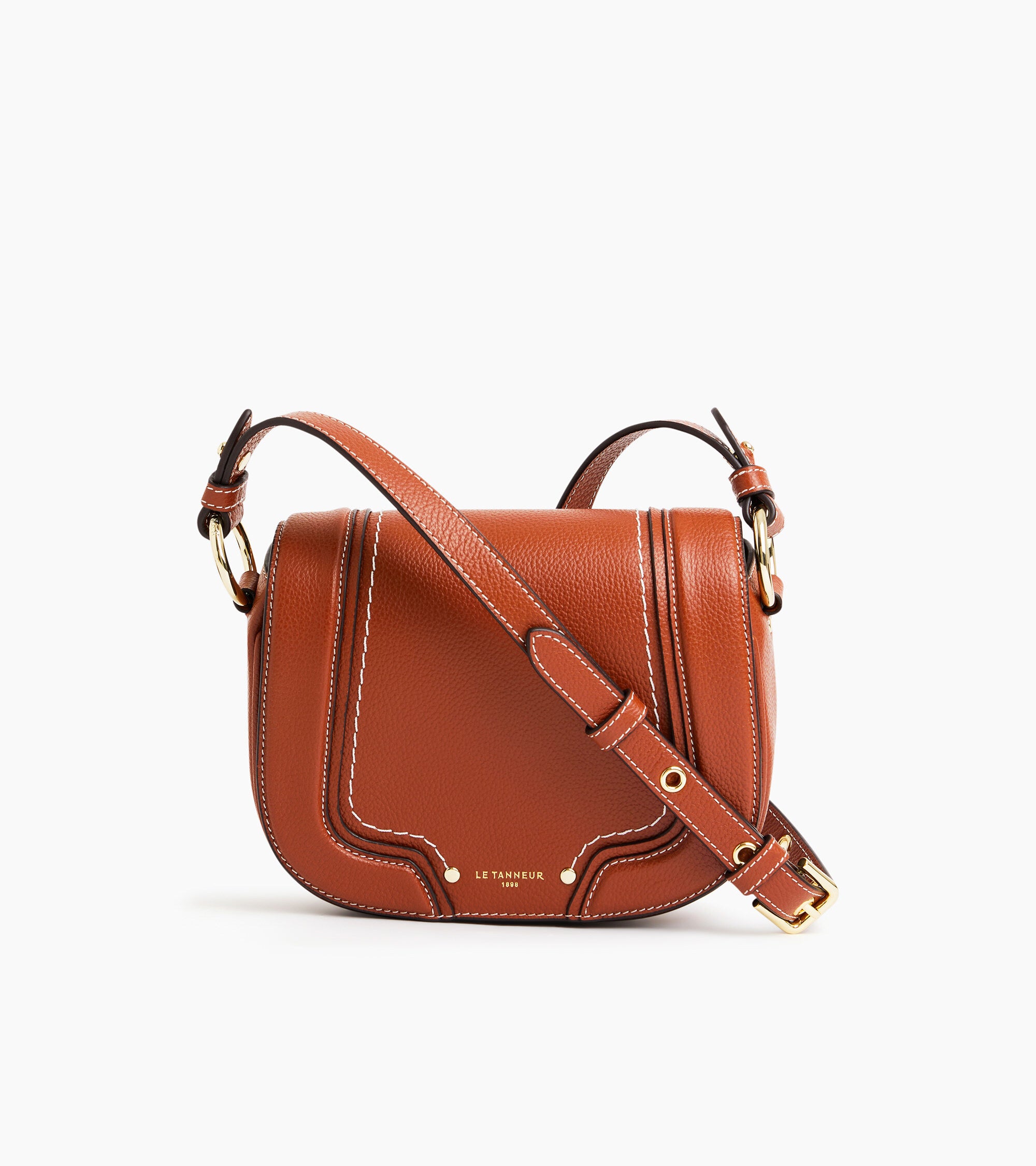 Le Tanneur Ella sac bandoulière cuir grainé Mahogany Brown