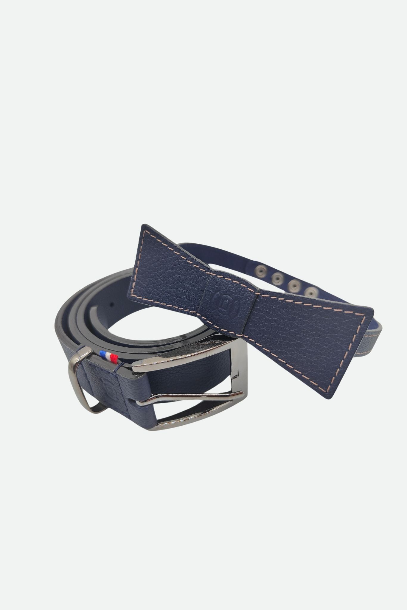 Nodie's Léo Paul nœud papillon cuir marine grainé