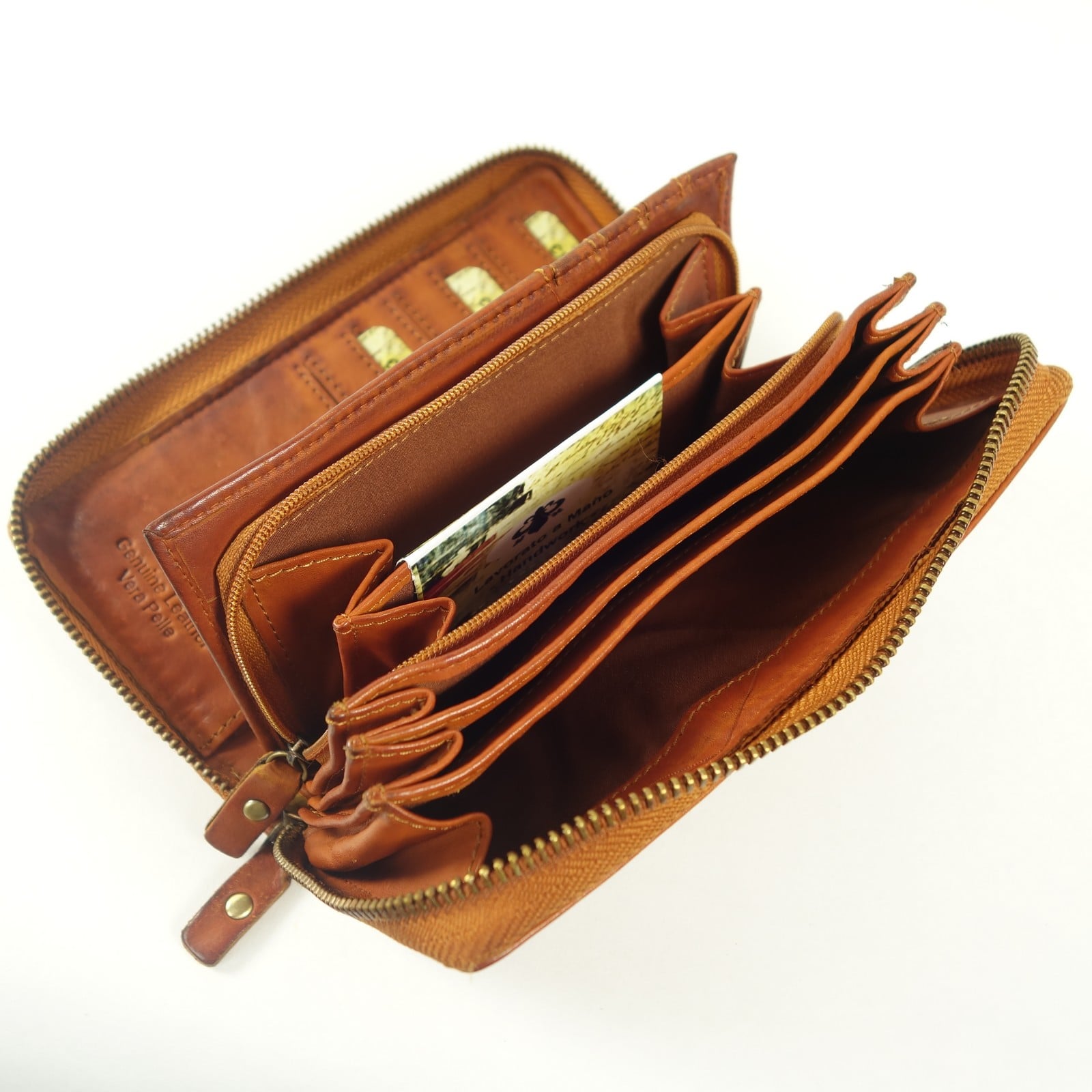 Esprit Cuir Nico portefeuille cuir marron zippé