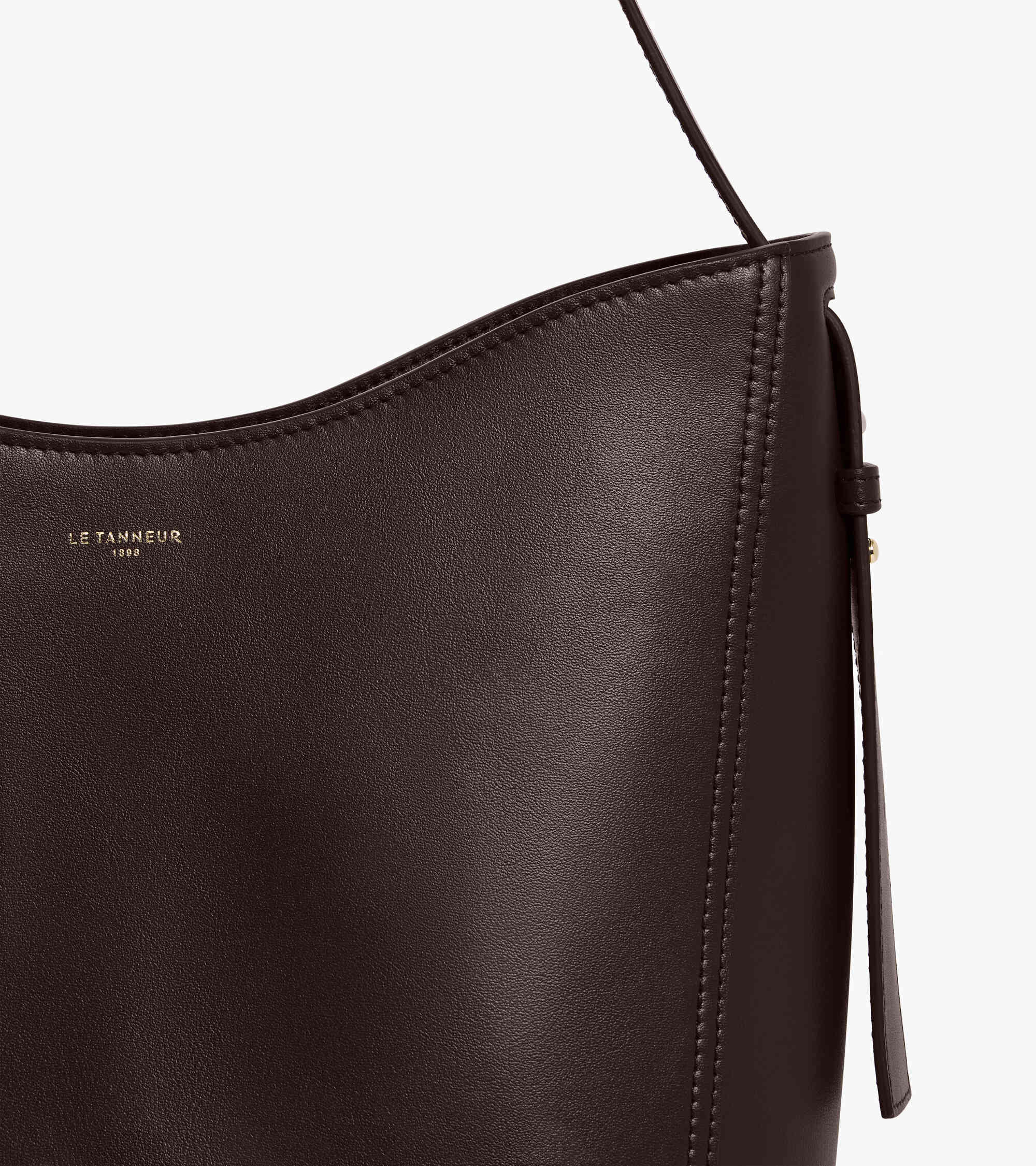 Le Tanneur Céleste sac hobo moyen cuir lisse Brown Arabica