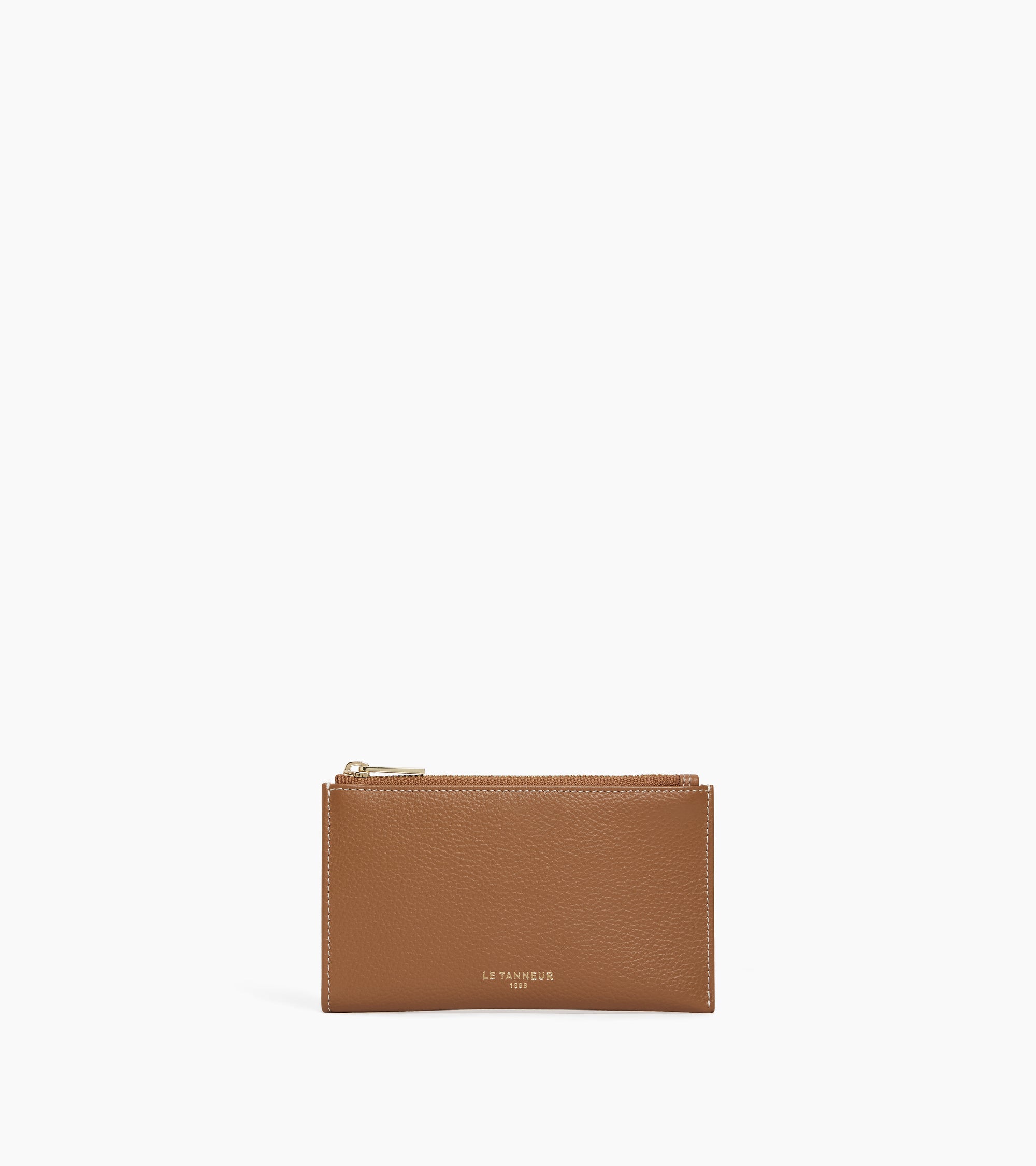 Le Tanneur Albertine étui clés zippé cuir grainé Tan Brown