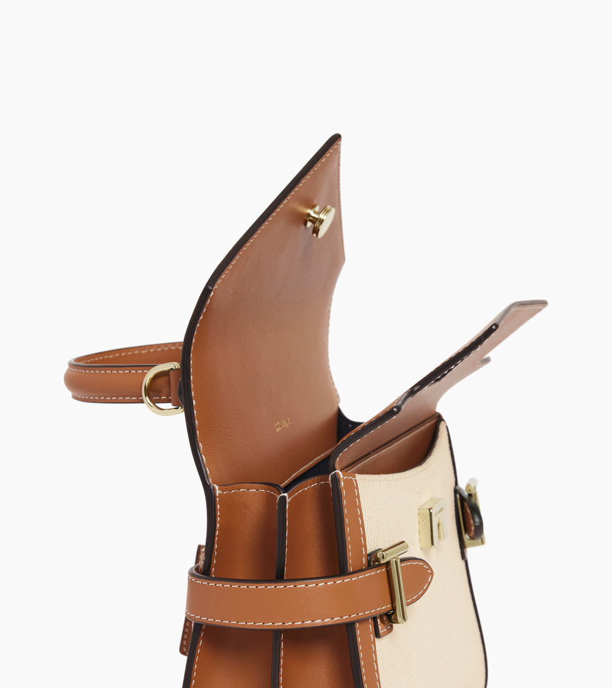Le Tanneur Emilie petit sac à main toile cuir Natural Tan