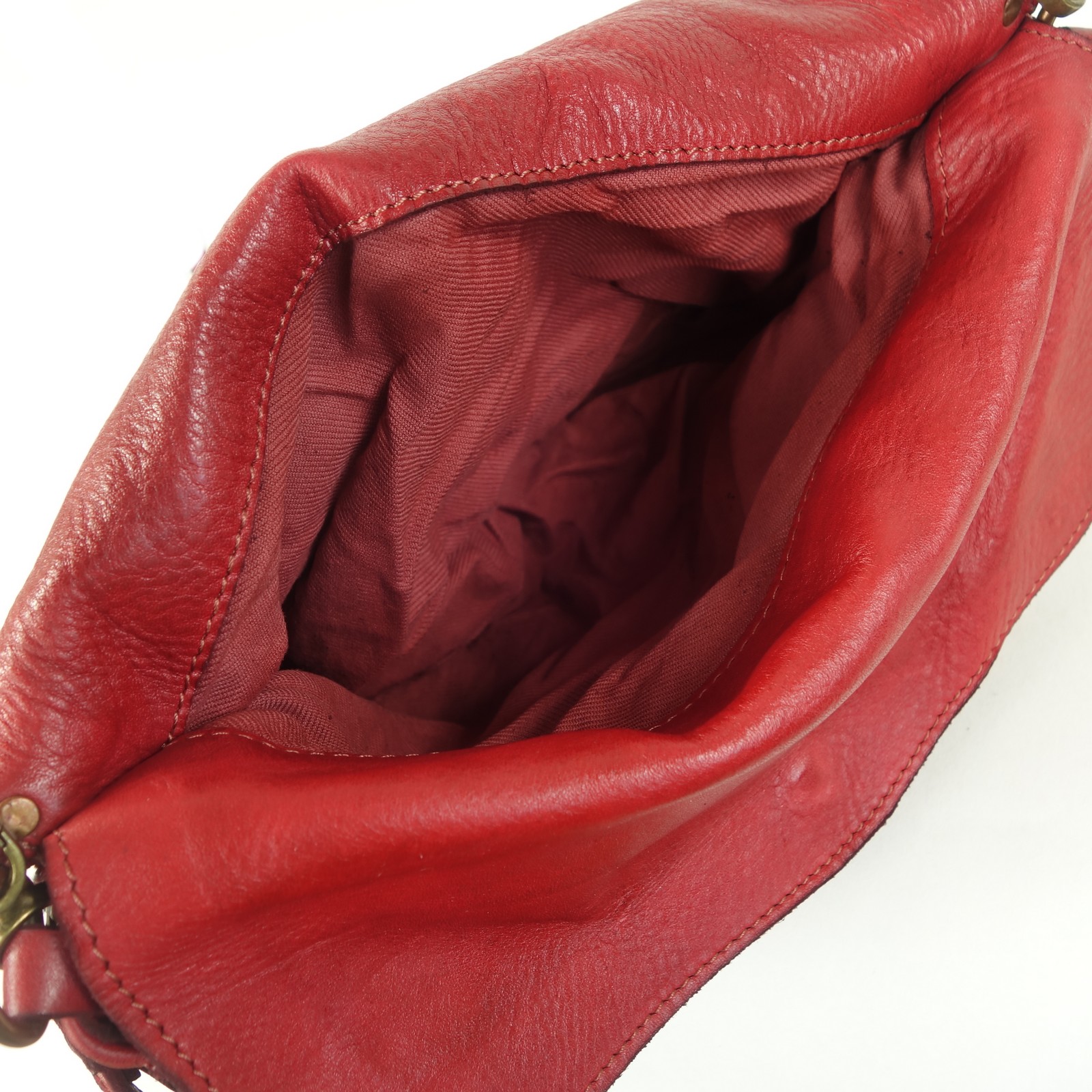 Esprit Cuir Gena pochette bandoulière cuir rouge cloutée