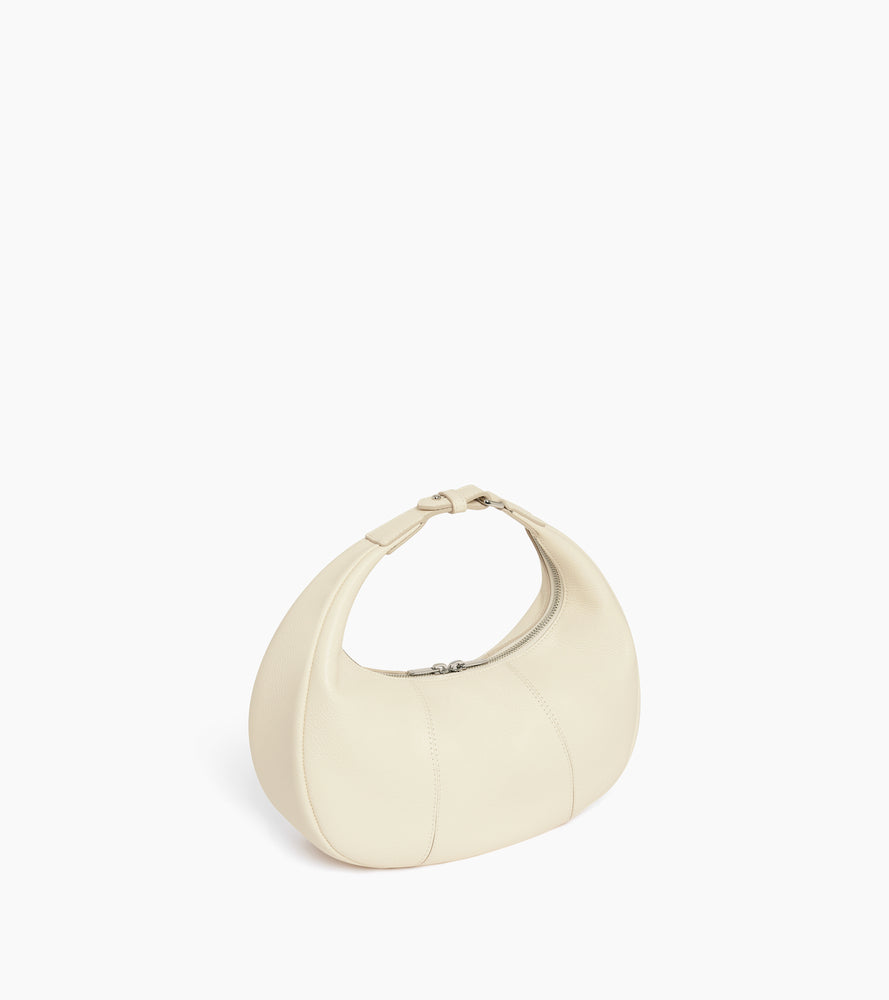 Le Tanneur Juliette petit sac hobo cuir blanc fleur de sel