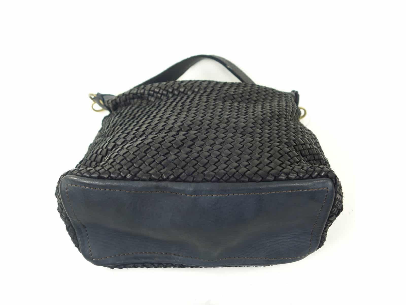 Collection Esprit Cuir Sac Besace Marleen besace cuir tressé noir