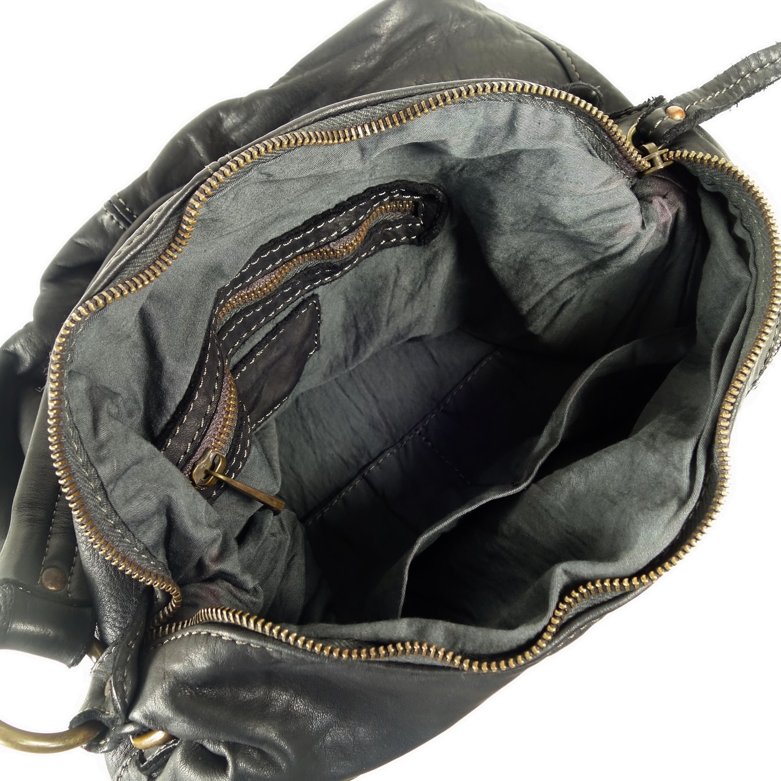 Collection Esprit Cuir STELLA sac épaule cuir noir trapèze