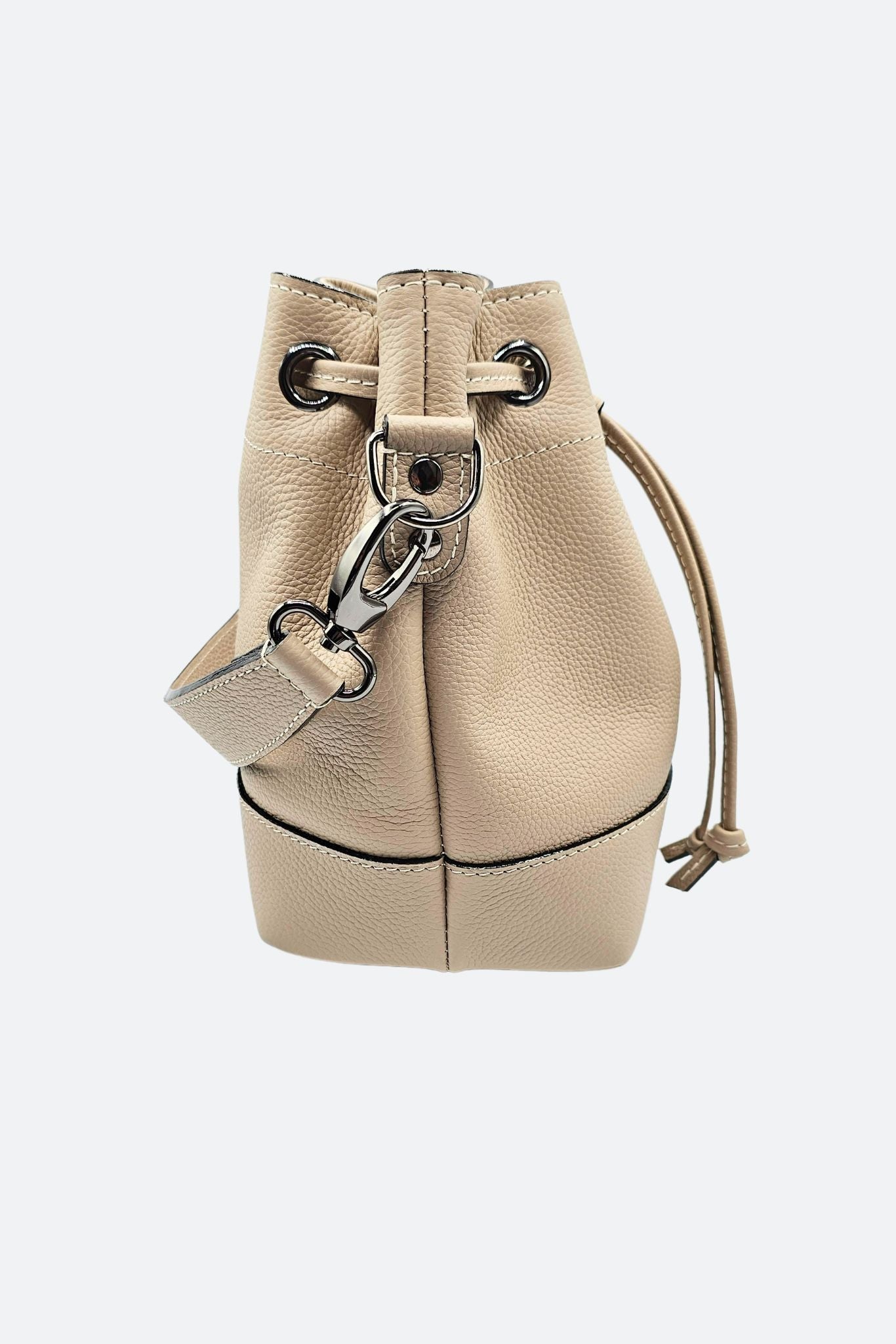 Nodie's Tommy sac seau cuir crème galet grainé