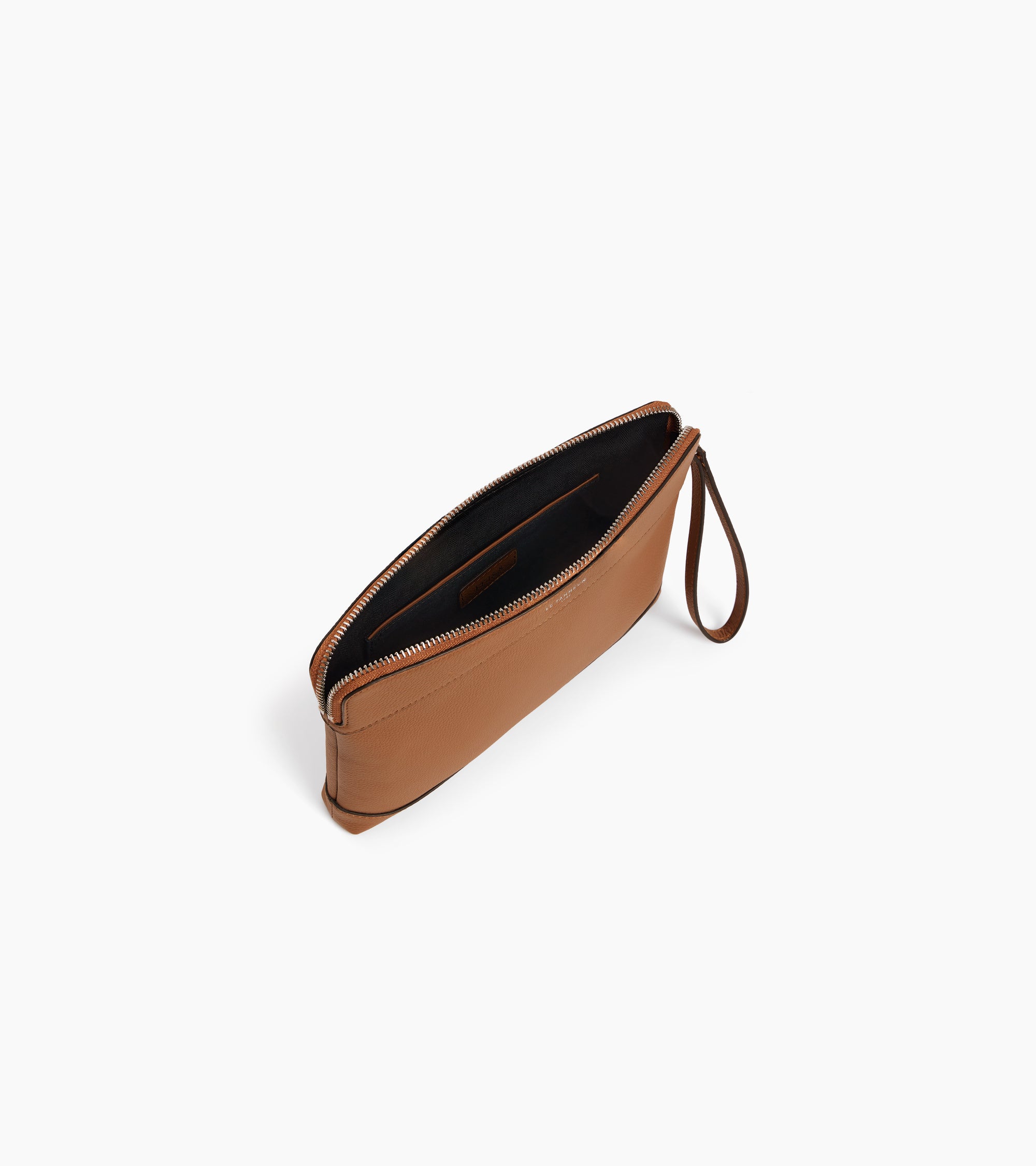 Le Tanneur pochette zippée cuir grainé marron Tan Brown